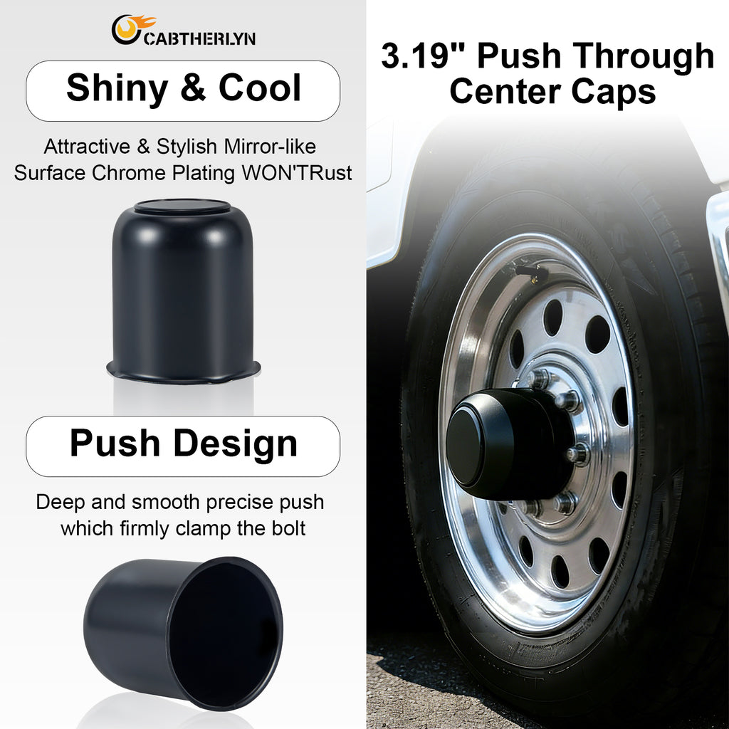 Matte Black Lug Nut Cover – Squat Dome – 3.62" × 3.19" (LT7 BK)