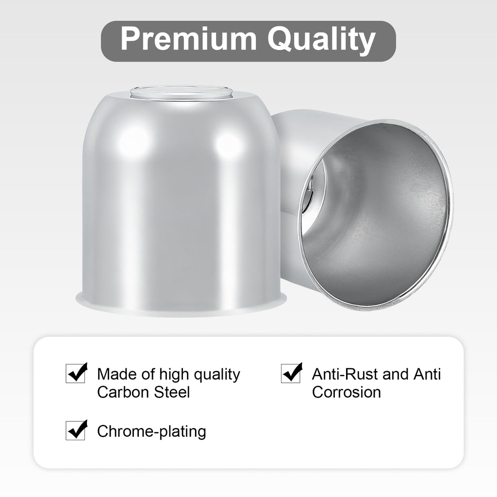 Lug Nut Cover – Dome Cylinder – 4.29" × 4.25" – Stainless / Black (LT8)
