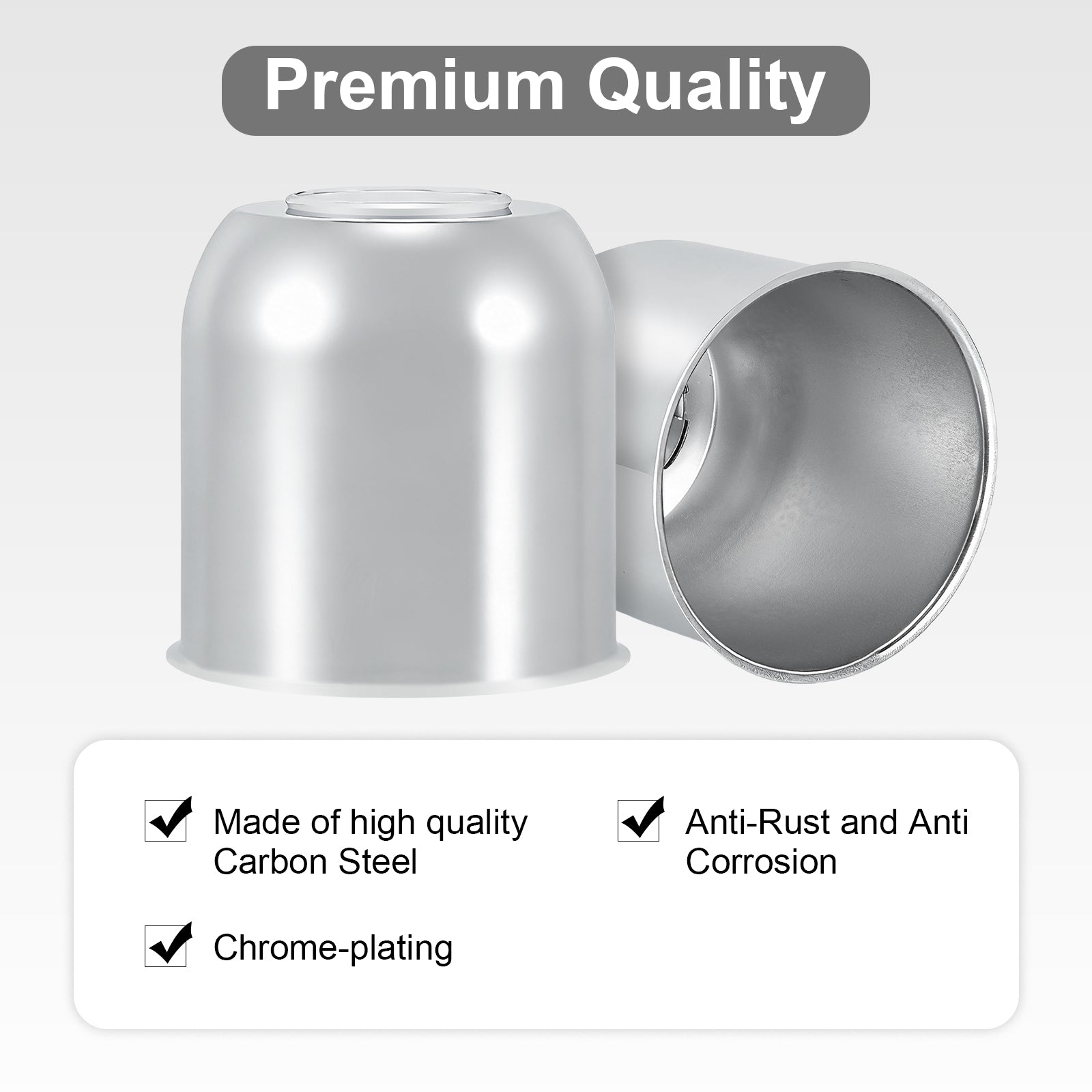 Lug Nut Cover – Dome Cylinder – 4.29" × 4.25" – Stainless / Black (LT8)