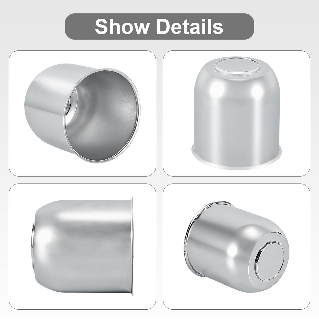 Lug Nut Cover – Dome Cylinder – 4.29" × 4.25" – Stainless / Black (LT8)