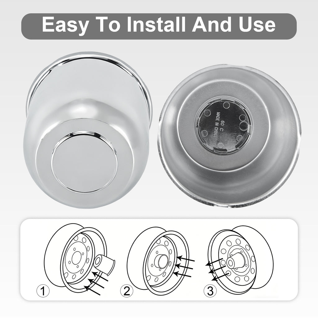 Lug Nut Cover – Dome Cylinder – 4.29" × 4.25" – Stainless / Black (LT8)
