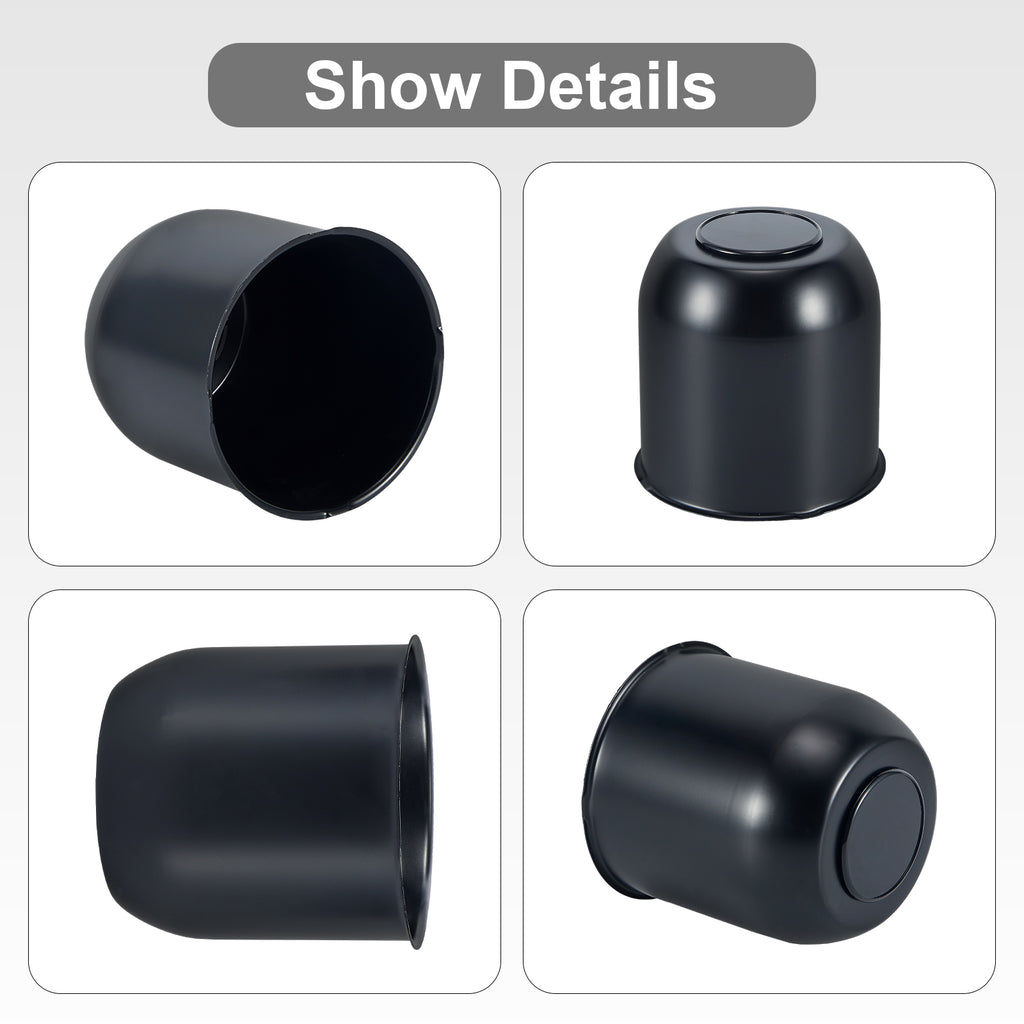 Lug Nut Cover – Dome Cylinder – 4.29" × 4.25" – Stainless / Black (LT8)