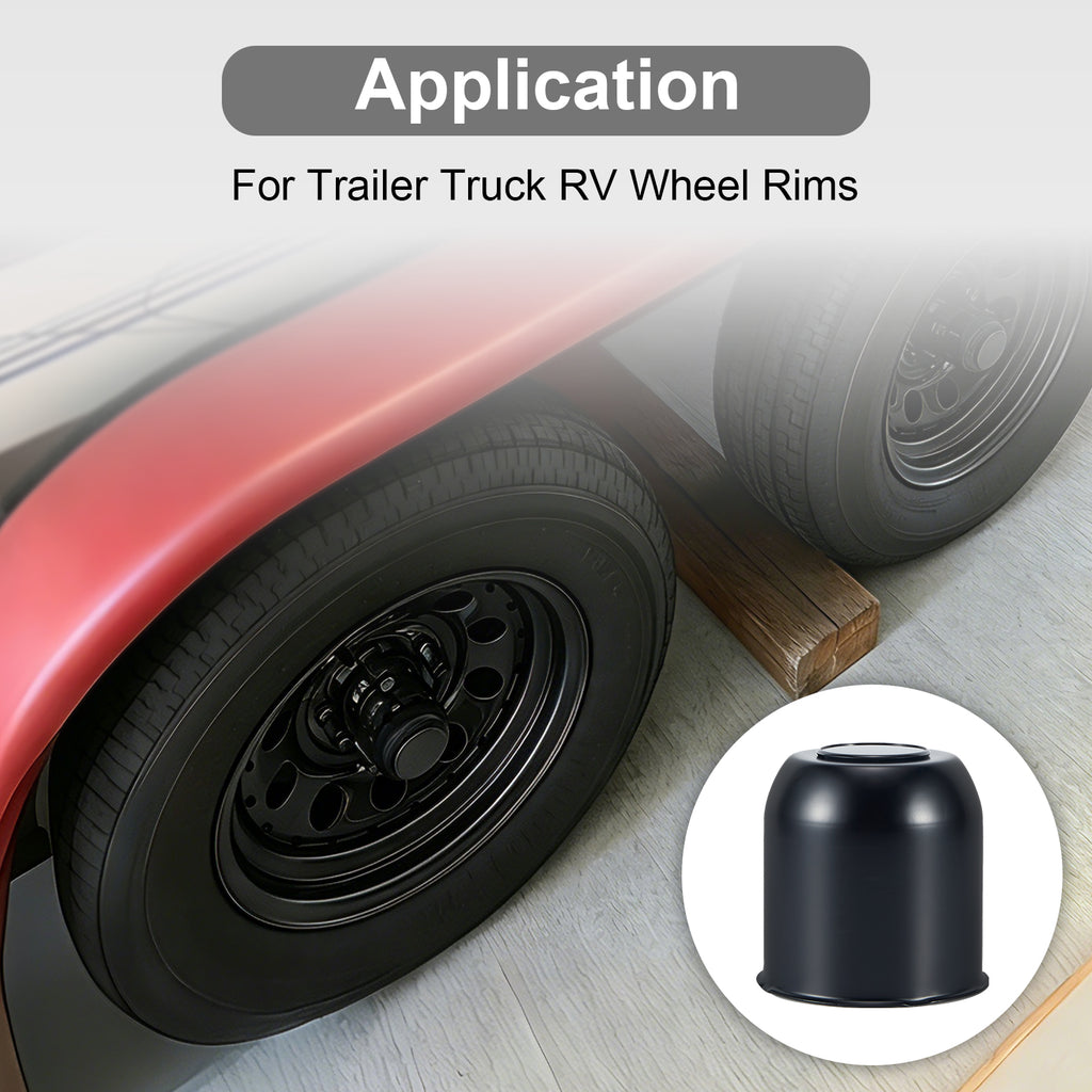 Lug Nut Cover – Dome Cylinder – 4.29" × 4.25" – Stainless / Black (LT8)