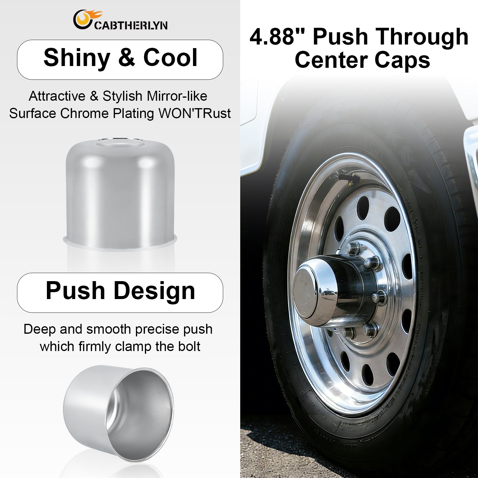 Chrome Lug Nut Cover – Tall Dome Cylinder – 4.33" × 4.88" (LT9)