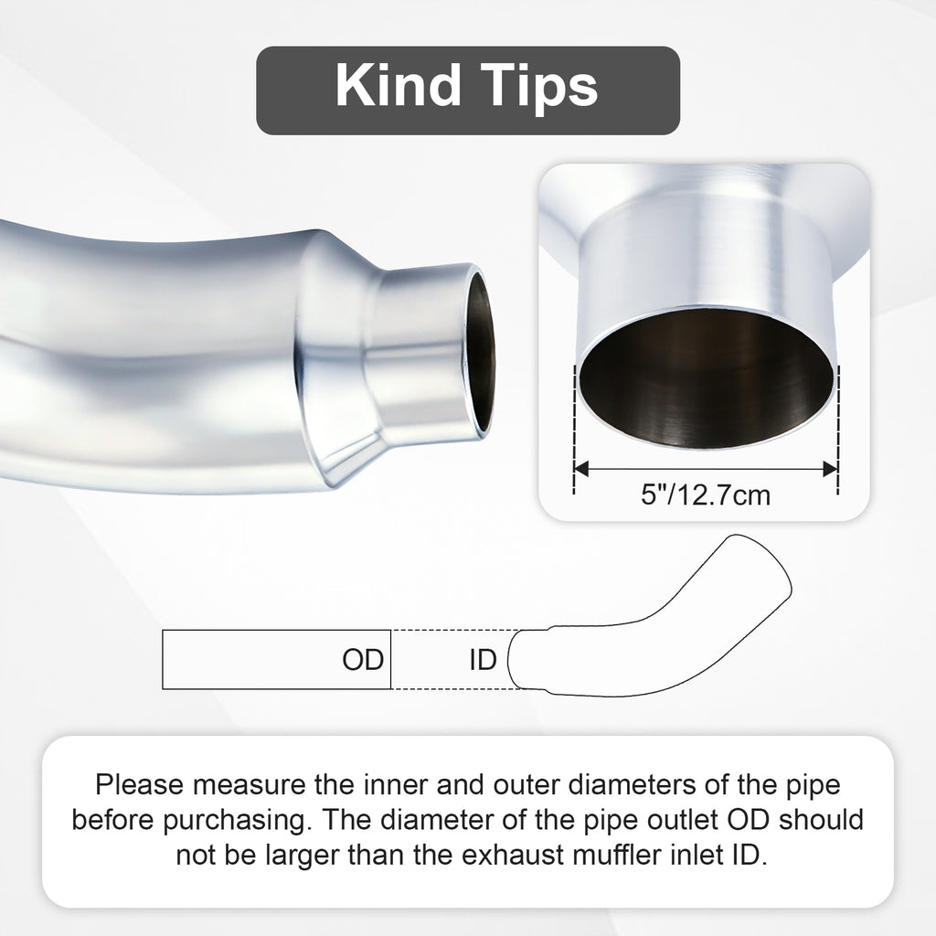 Chrome Bent Exhaust Adapter Tip – 5" Inlet – 6", 7", 8" Outlet