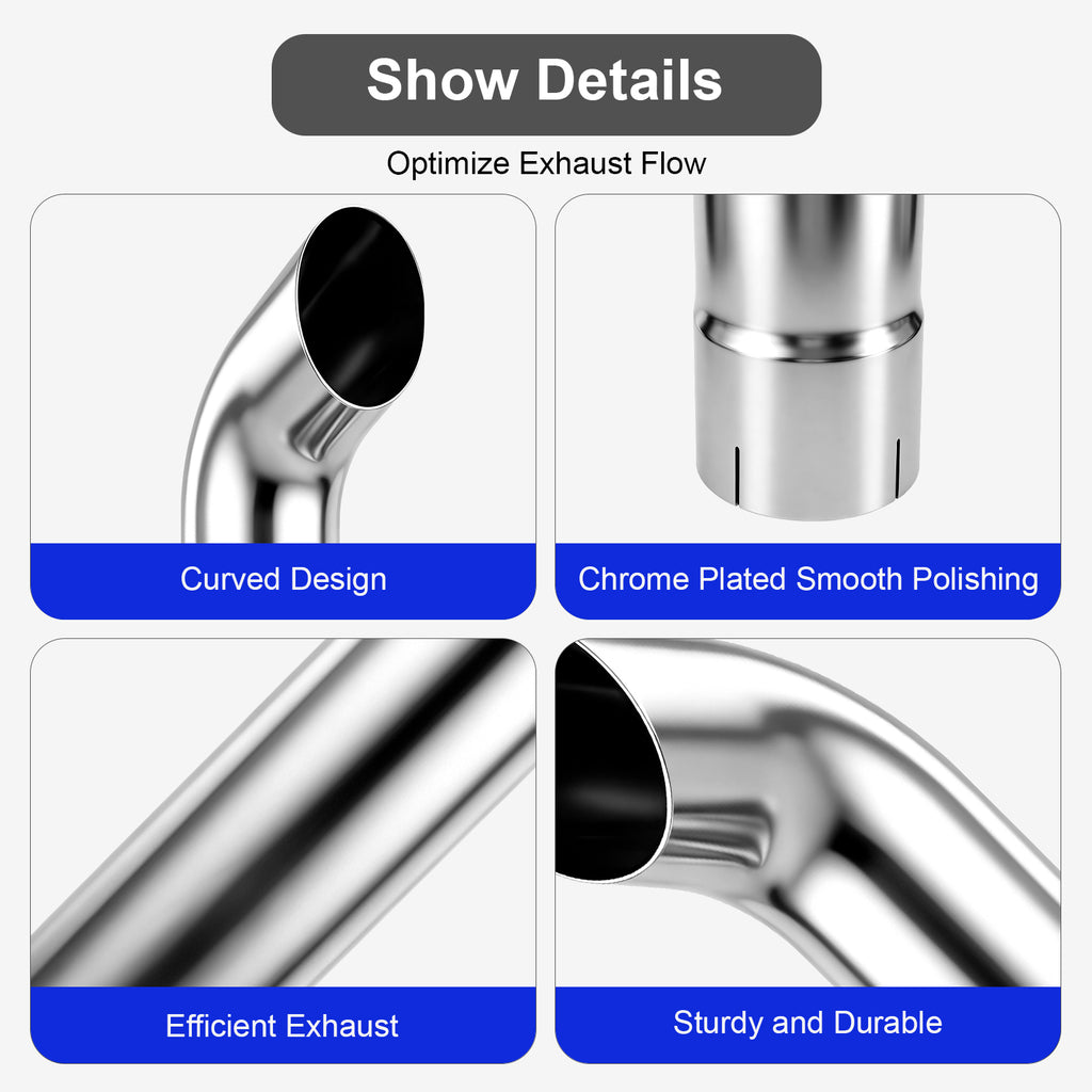 Chrome Curved Exhaust Stack – Flared Bottom – 36" – 5" and 6" Diameters