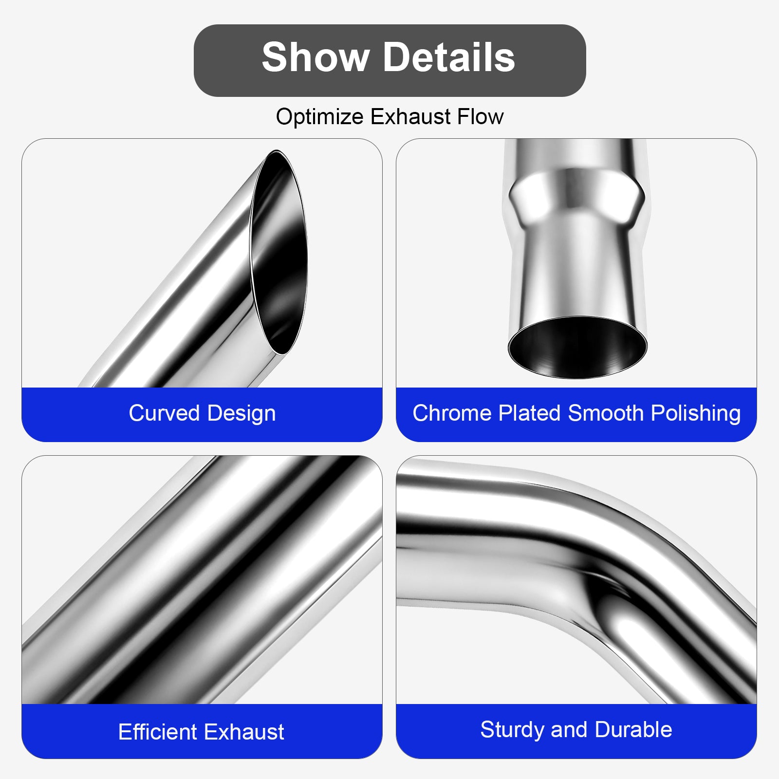 Chrome Exhaust Stack – Flat-Spade Top – 5" Diameter – 36" Length