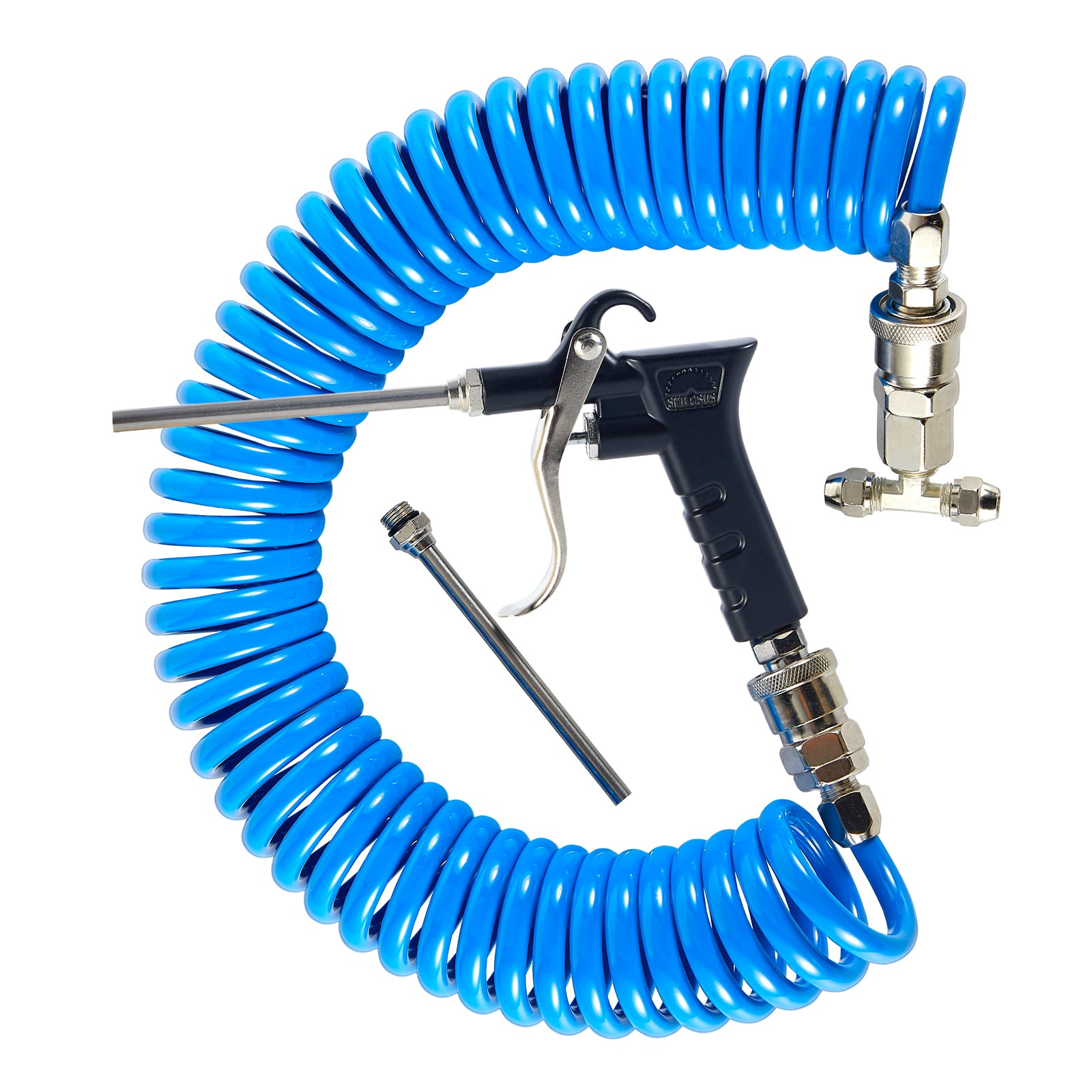 Blue Coiled Air Hose + Blow Gun Kit — Truck Air System (PL-AG1-BLUE-1)