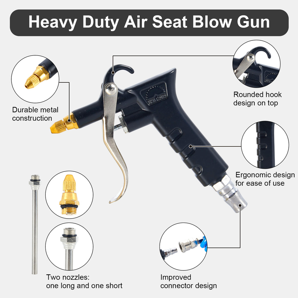 Blue Coiled Air Hose + Blow Gun Kit — Truck Air System (PL-AG1-BLUE-1)