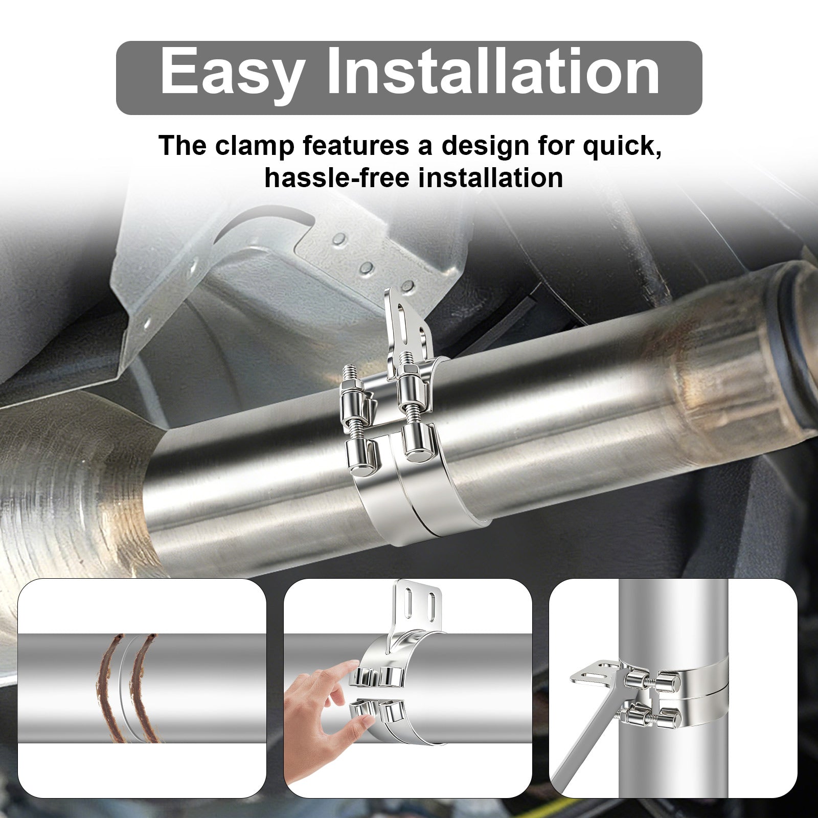 Chrome Exhaust Stack Clamp – 5" – With Mounting Bracket