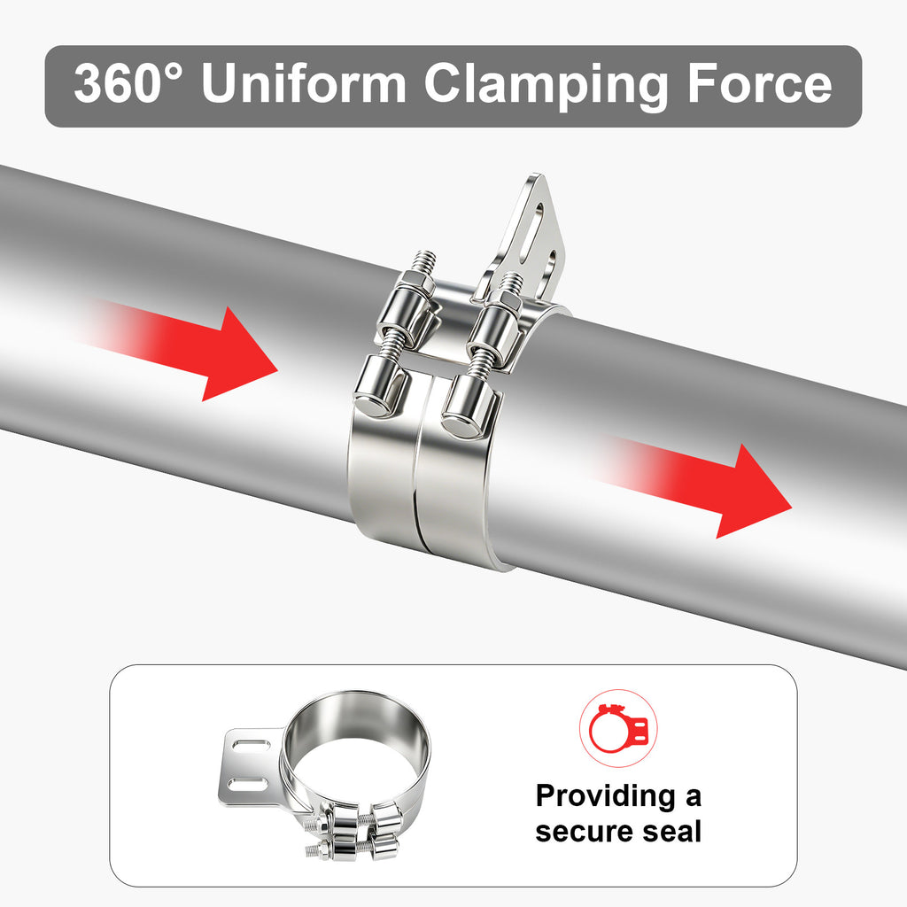 Chrome Exhaust Stack Clamp – 5" – With Mounting Bracket