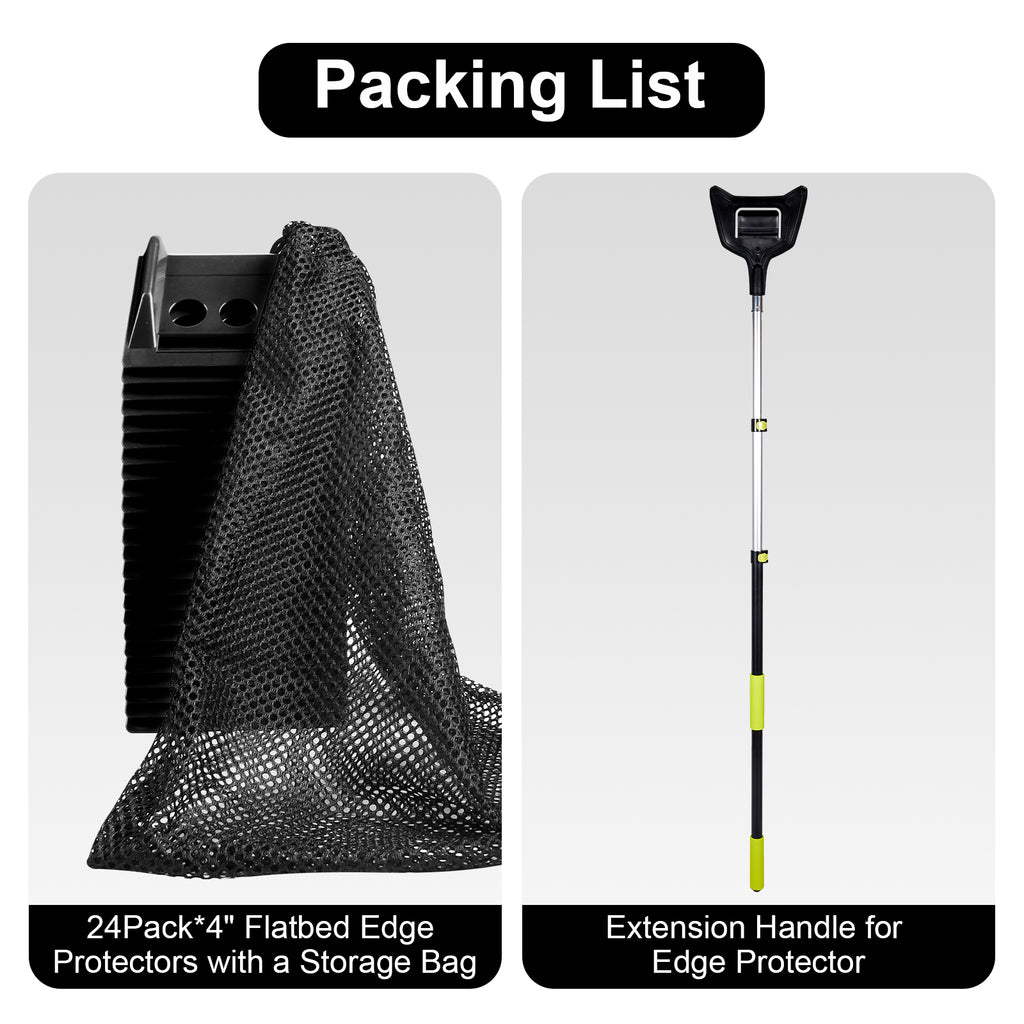 Corner Protector Kit with Telescoping Install Pole — 15 Corners + Mesh Bag + Pole — Yellow / Blue / Black / Orange / Red (PL-CPH01+SL-CA446)