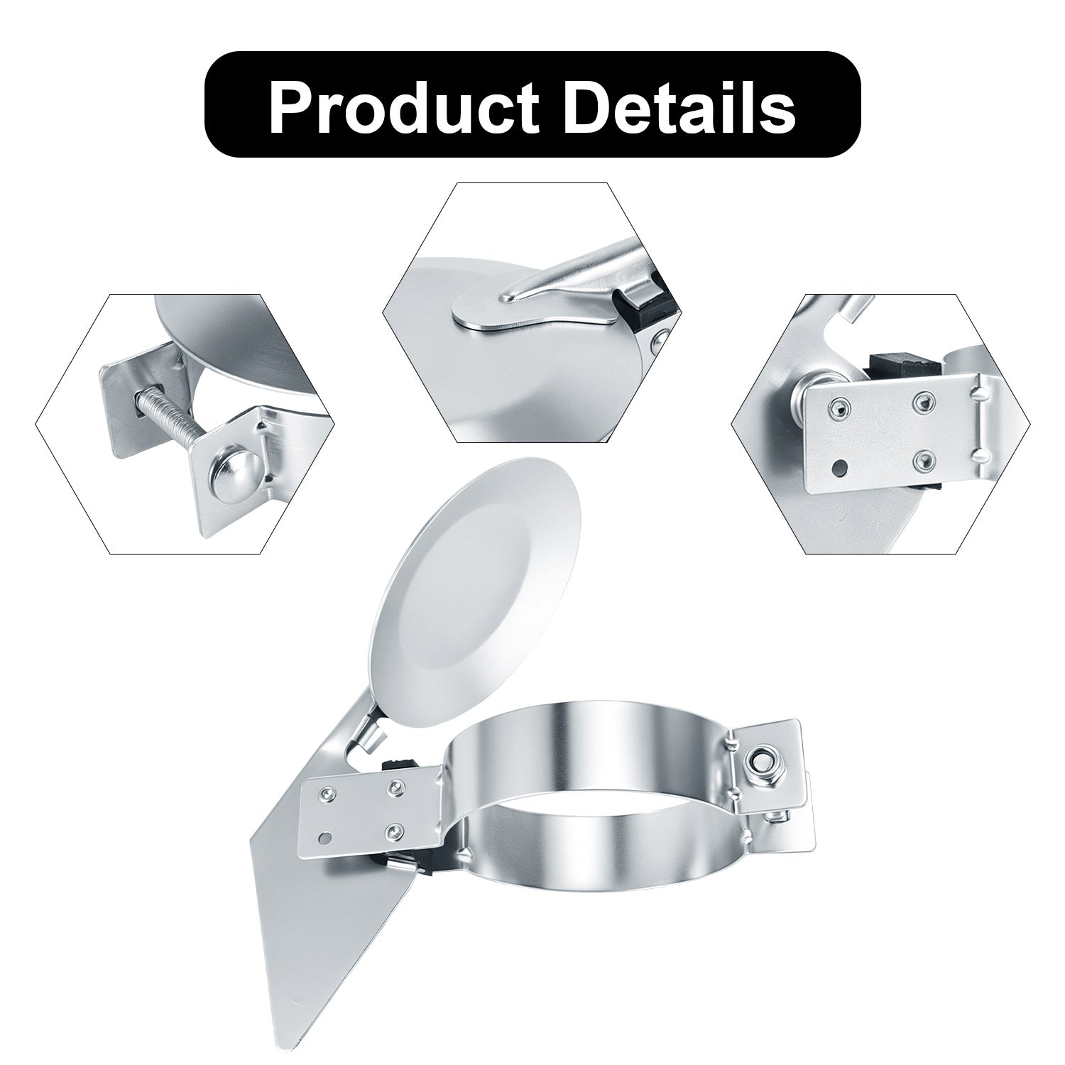 Chrome Exhaust Rain Cap – Spring-Hinge – 4", 5", 6" Diameters