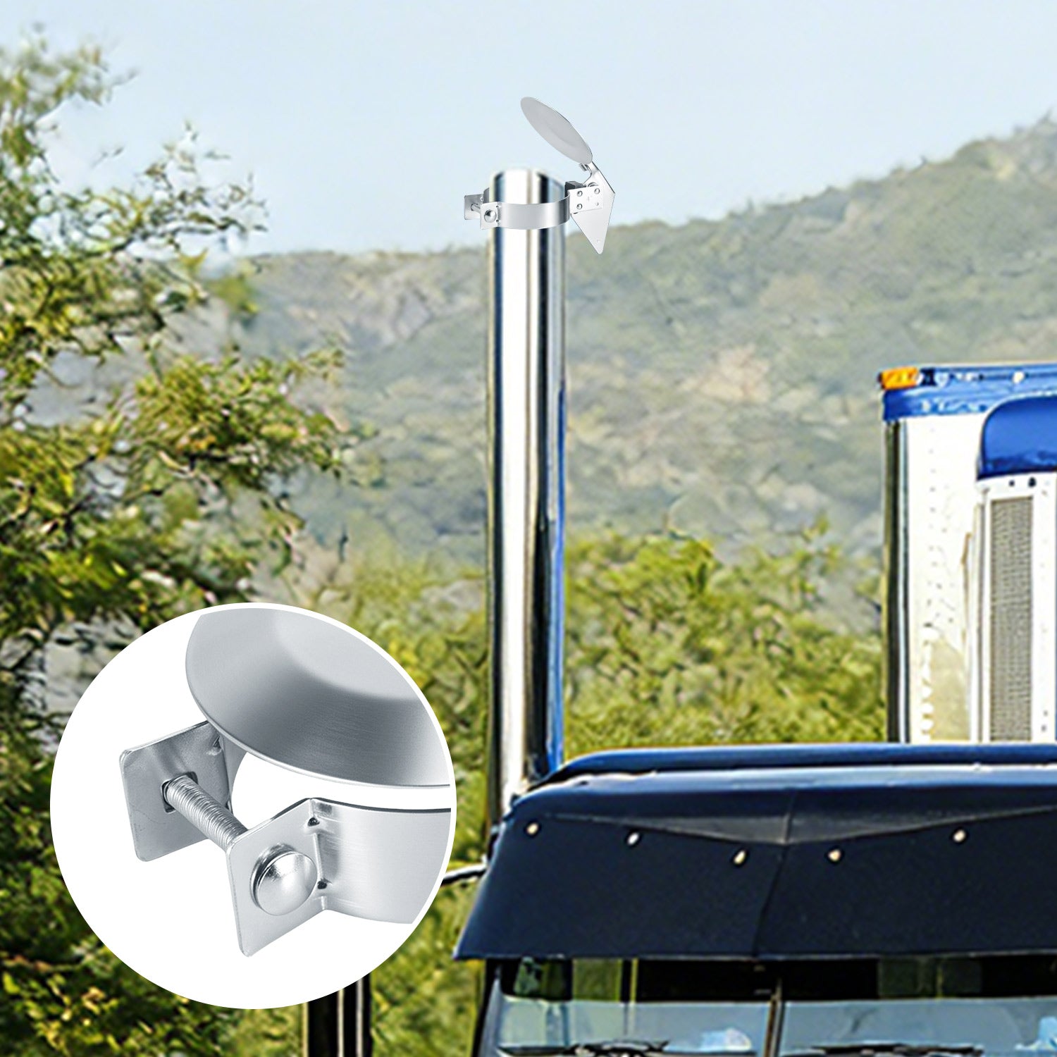Chrome Exhaust Rain Cap – Spring-Hinge – 4", 5", 6" Diameters