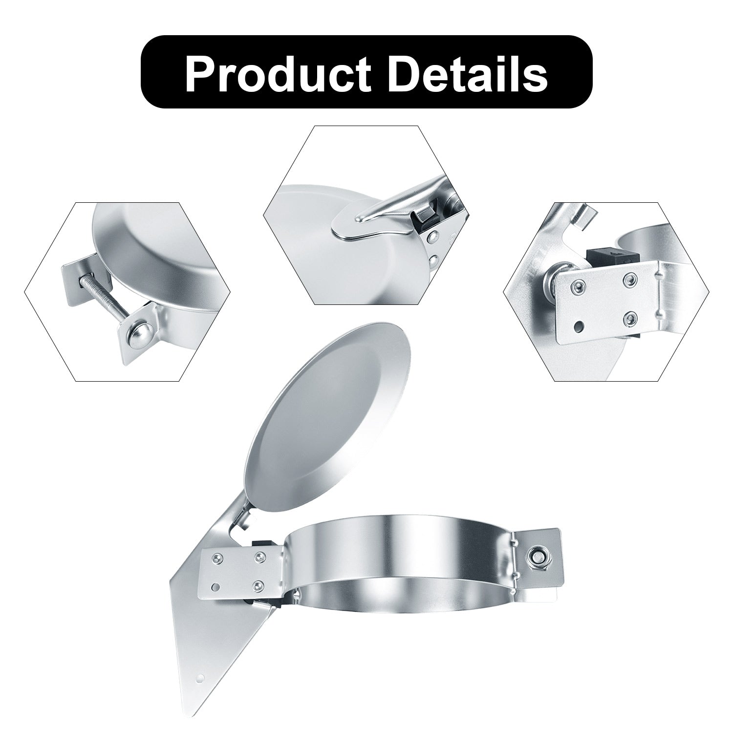 Chrome Exhaust Rain Cap – Spring-Hinge – 4", 5", 6" Diameters