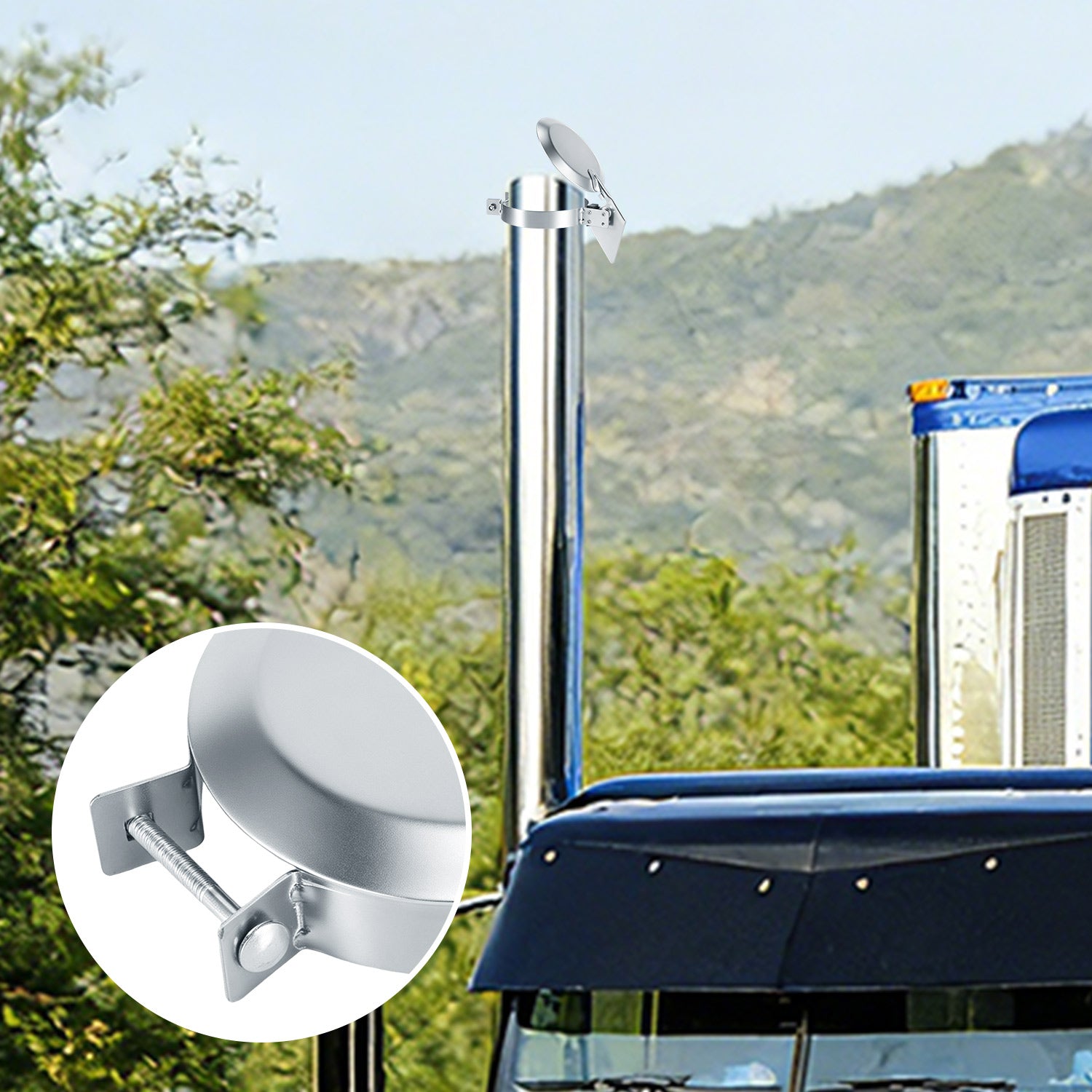 Chrome Exhaust Rain Cap – Spring-Hinge – 4", 5", 6" Diameters