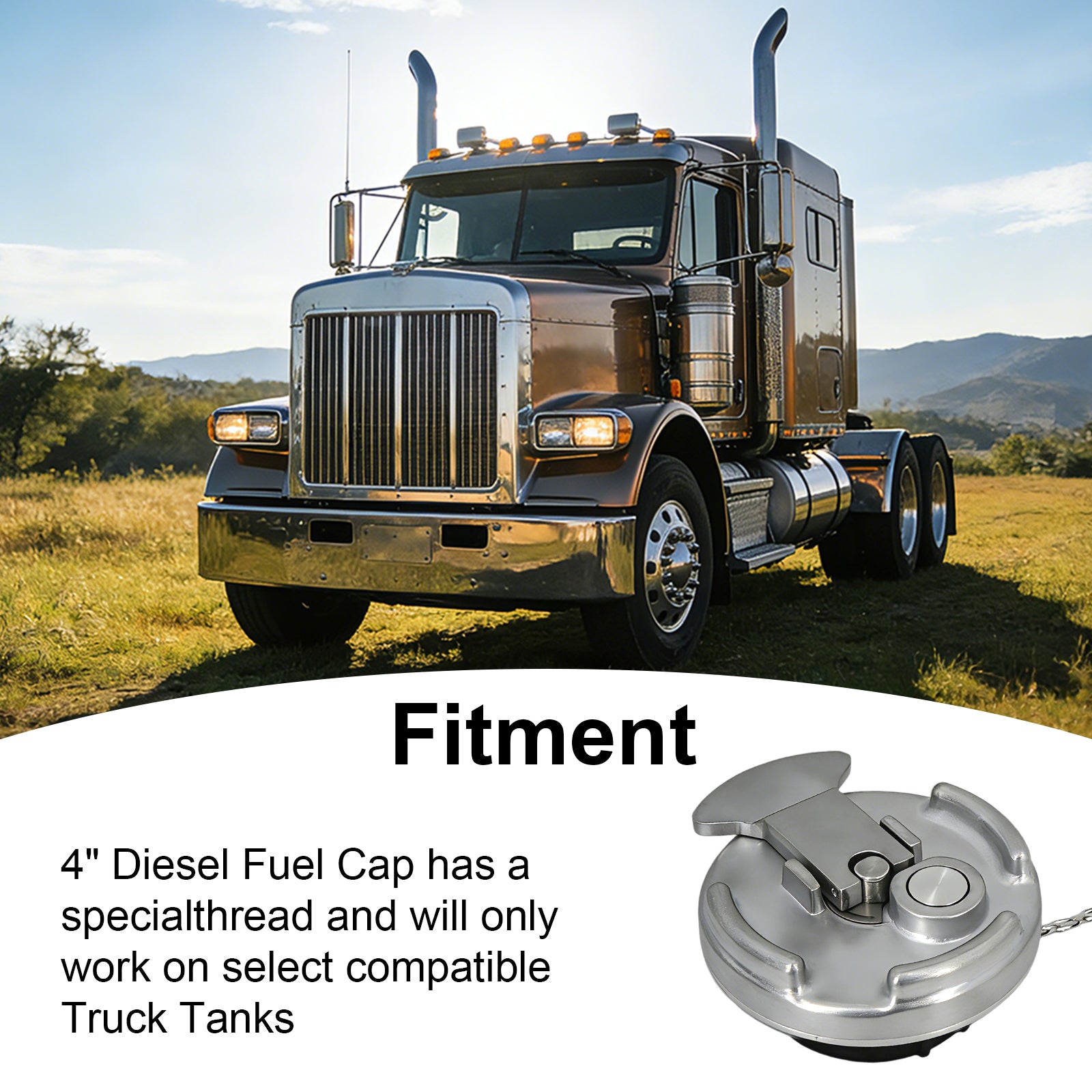 Fuel Tank Cap — Flip-Up Chrome with Chain (PL-L5A)