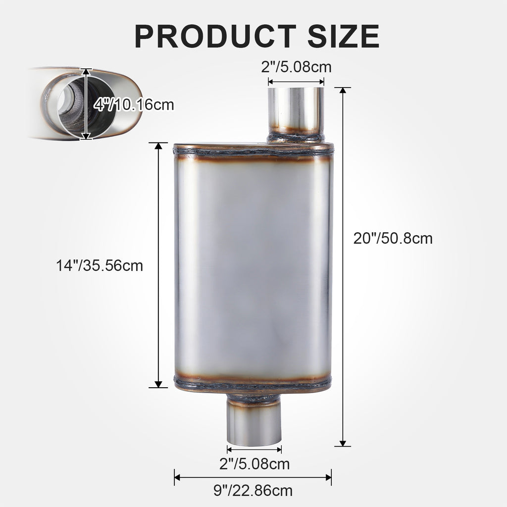 Chambered Muffler – Offset-In / Offset-Out (Same Side) – 2", 2.25", 2.5", 3" (C Series)
