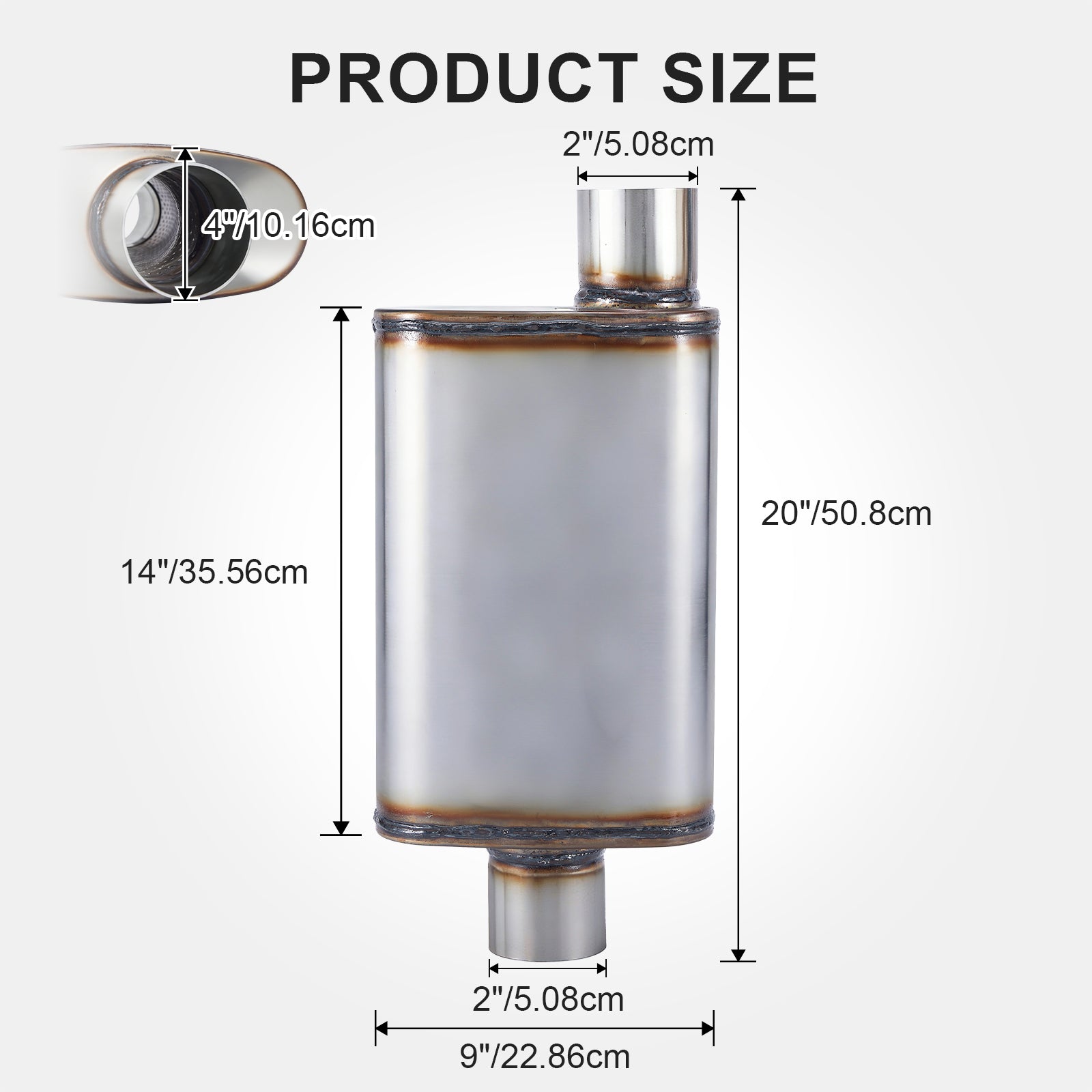 Chambered Muffler – Offset-In / Offset-Out (Same Side) – 2", 2.25", 2.5", 3" (C Series)