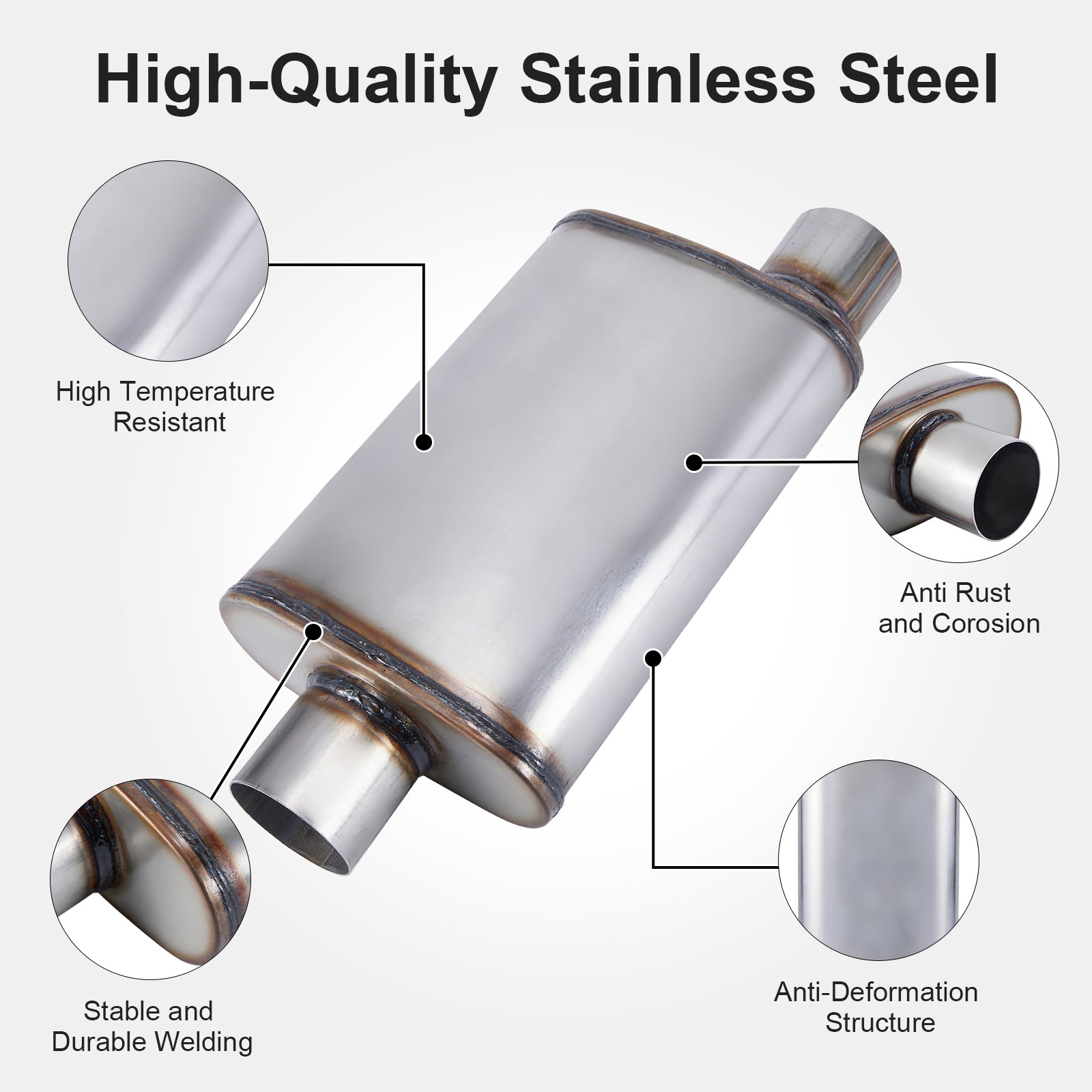 Chambered Muffler – Offset-In / Offset-Out (Same Side) – 2", 2.25", 2.5", 3" (C Series)