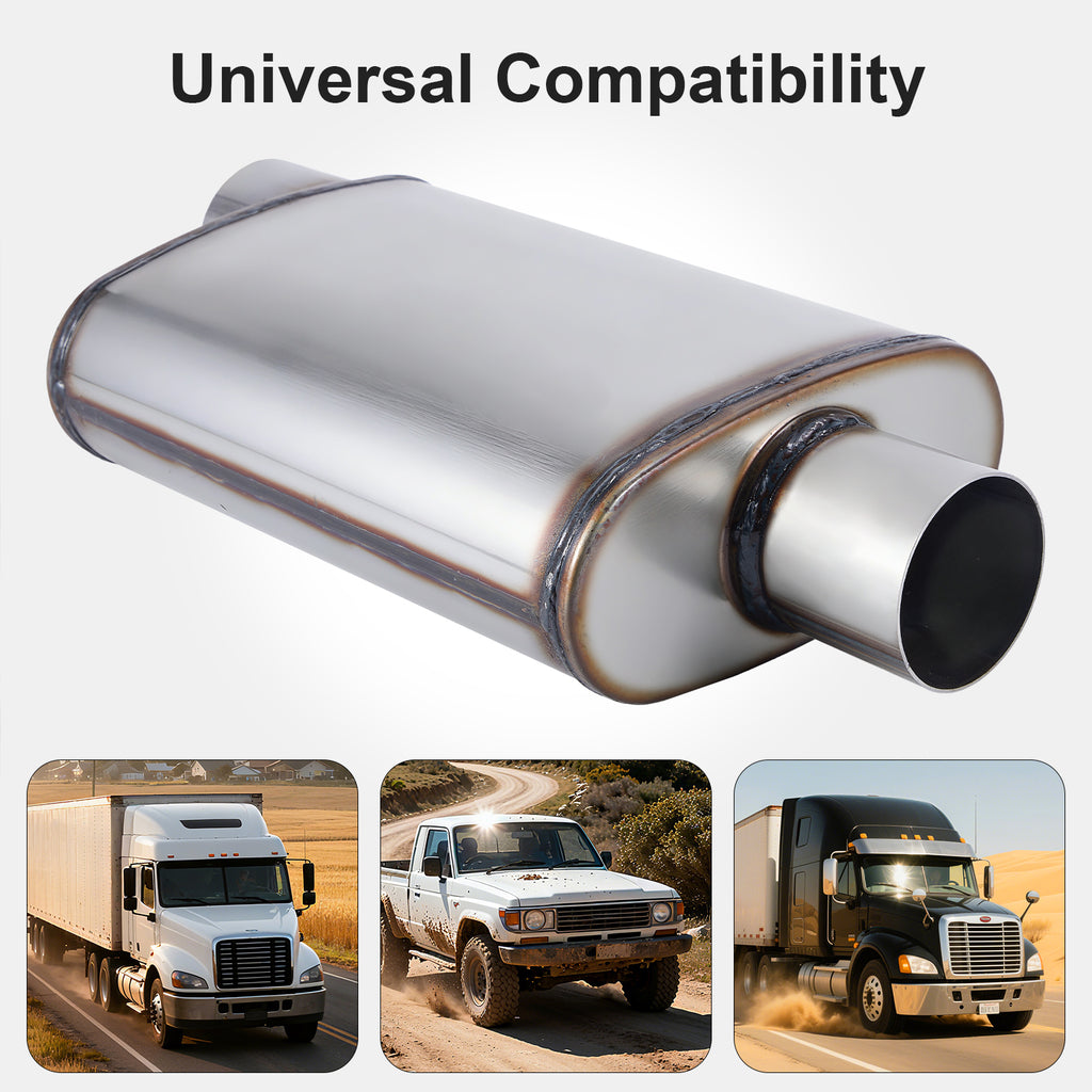 Chambered Muffler – Offset-In / Offset-Out (Same Side) – 2", 2.25", 2.5", 3" (C Series)