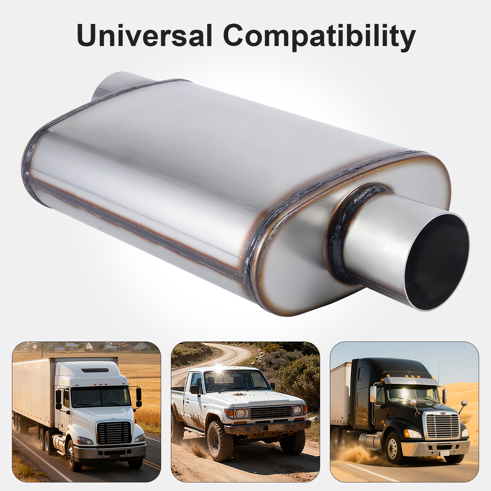 Chambered Muffler – Offset-In / Offset-Out (Same Side) – 2", 2.25", 2.5", 3" (C Series)