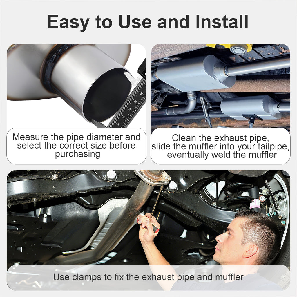 Chambered Muffler – Offset-In / Offset-Out (Same Side) – 2", 2.25", 2.5", 3" (C Series)