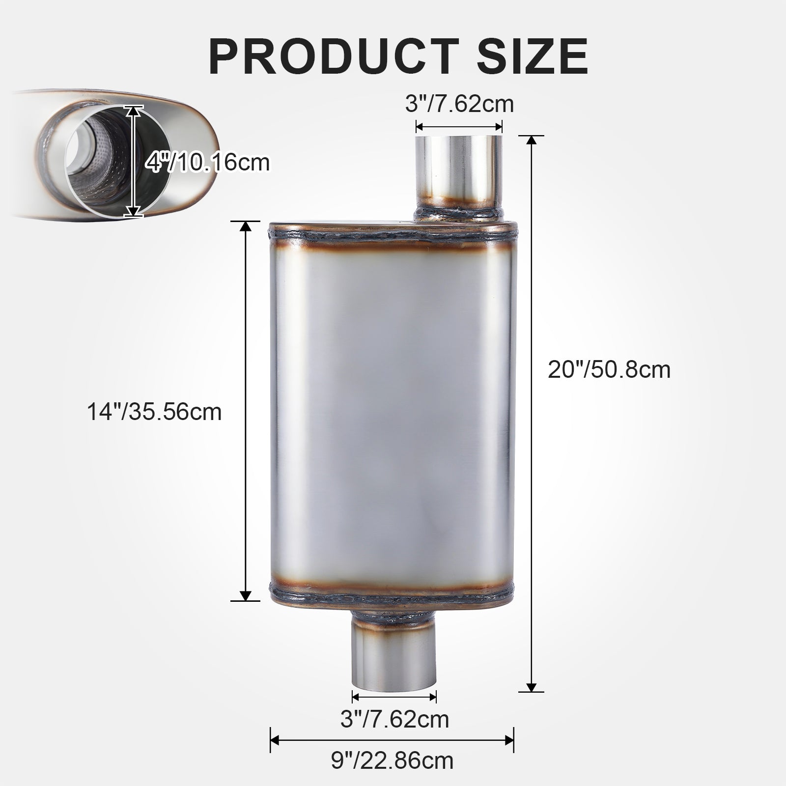 Chambered Muffler – Offset-In / Offset-Out (Same Side) – 2", 2.25", 2.5", 3" (C Series)