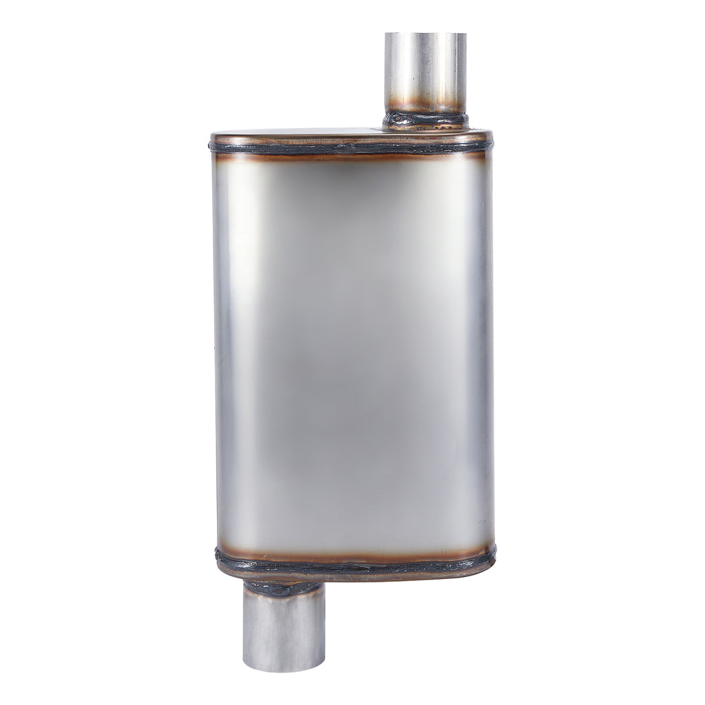 Chambered Muffler – Offset-In / Offset-Out (Diagonal Corners) – 2.25", 2.5", 3" (C Series)