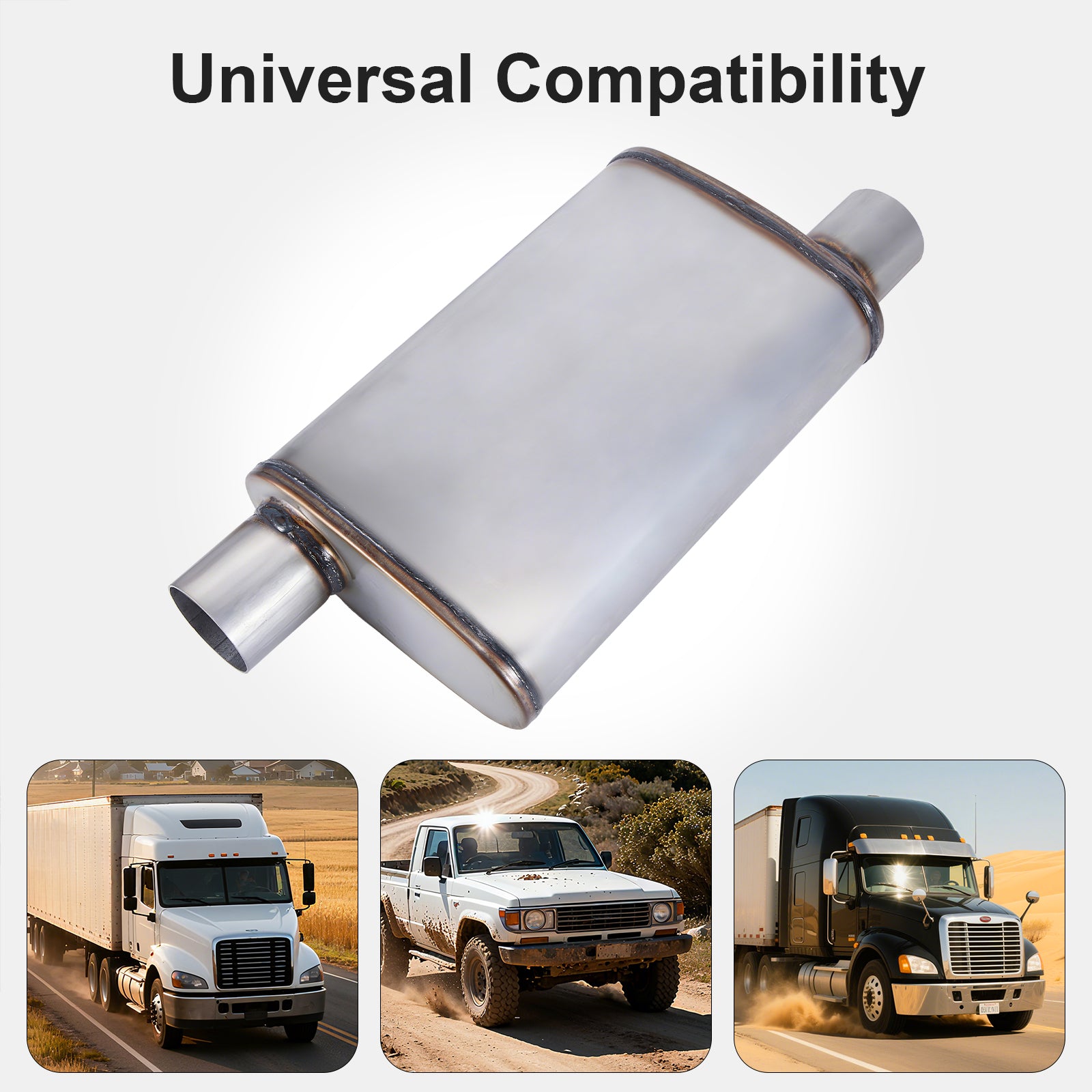 Chambered Muffler – Offset-In / Offset-Out (Diagonal Corners) – 2.25", 2.5", 3" (C Series)