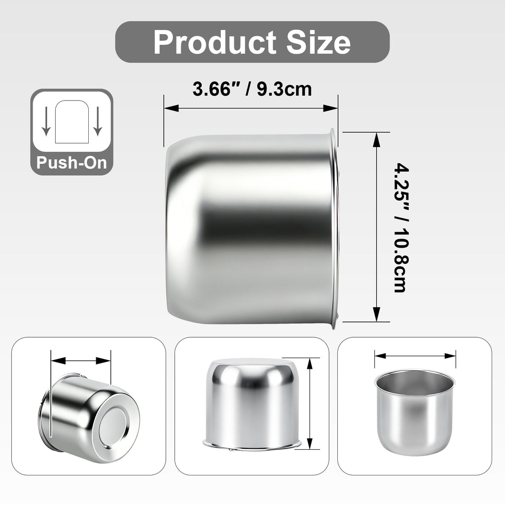Lug Nut Cover – Dome Cylinder – 3.66" × 4.25" – Stainless / Black (LT4)