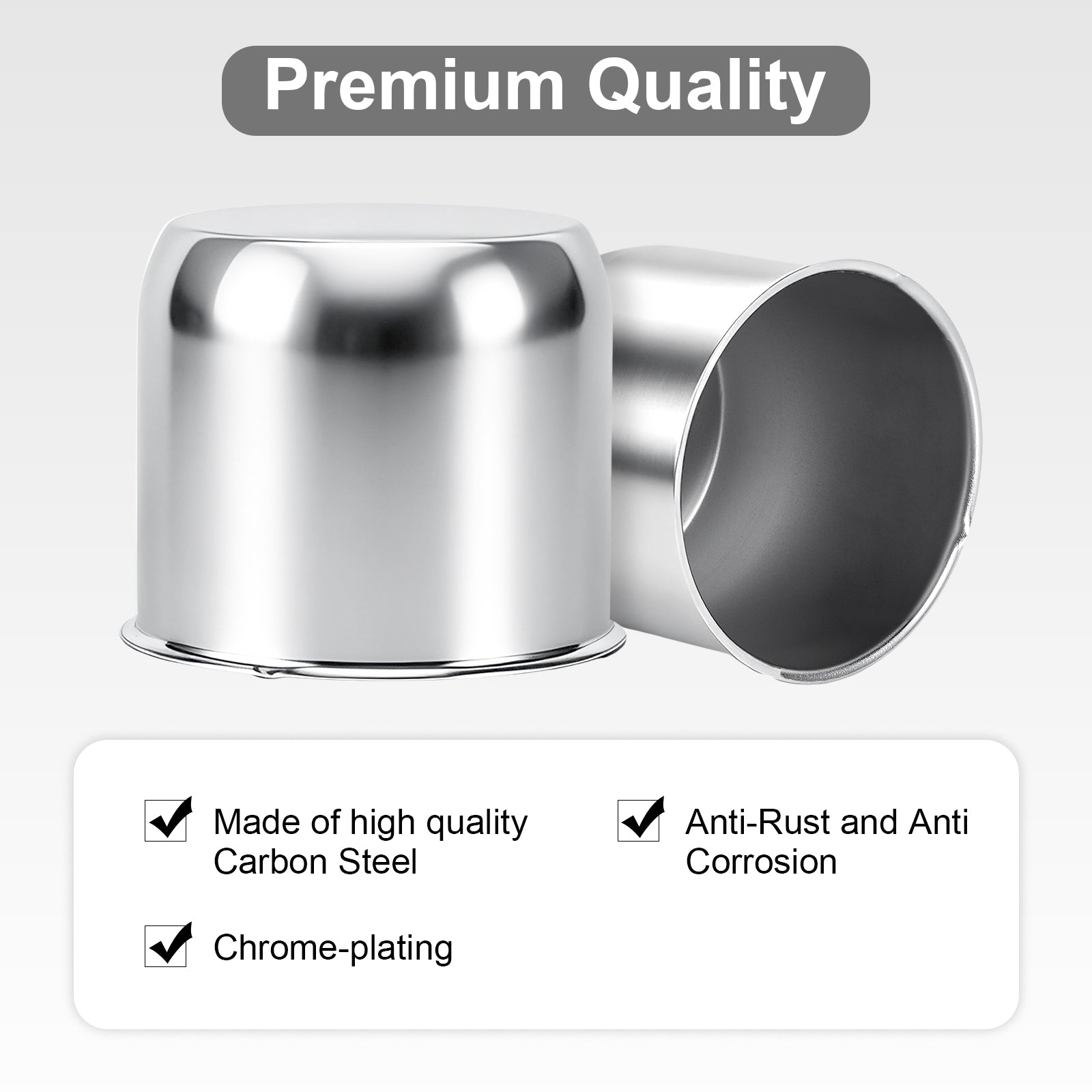 Lug Nut Cover – Dome Cylinder – 3.66" × 4.25" – Stainless / Black (LT4)