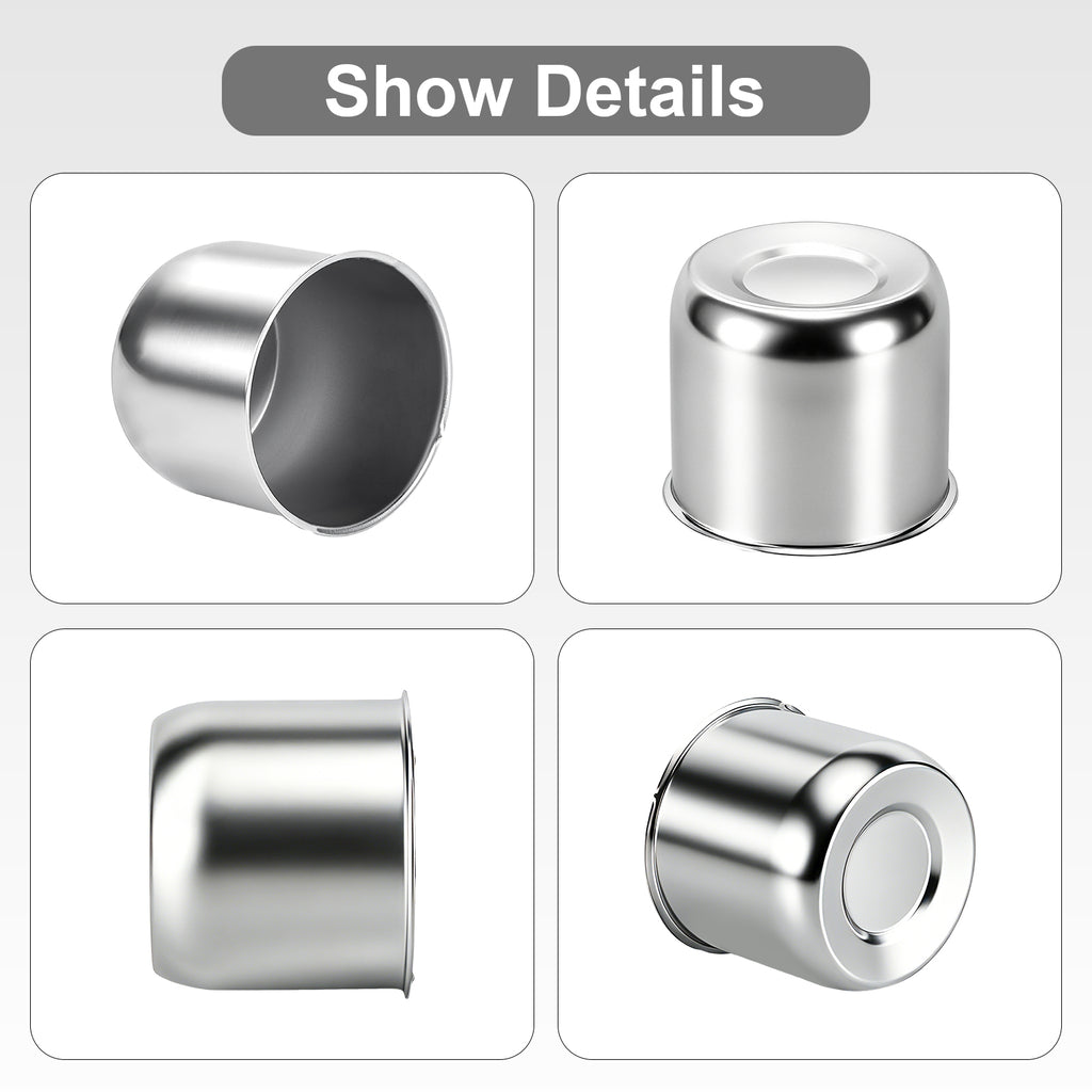 Lug Nut Cover – Dome Cylinder – 3.66" × 4.25" – Stainless / Black (LT4)