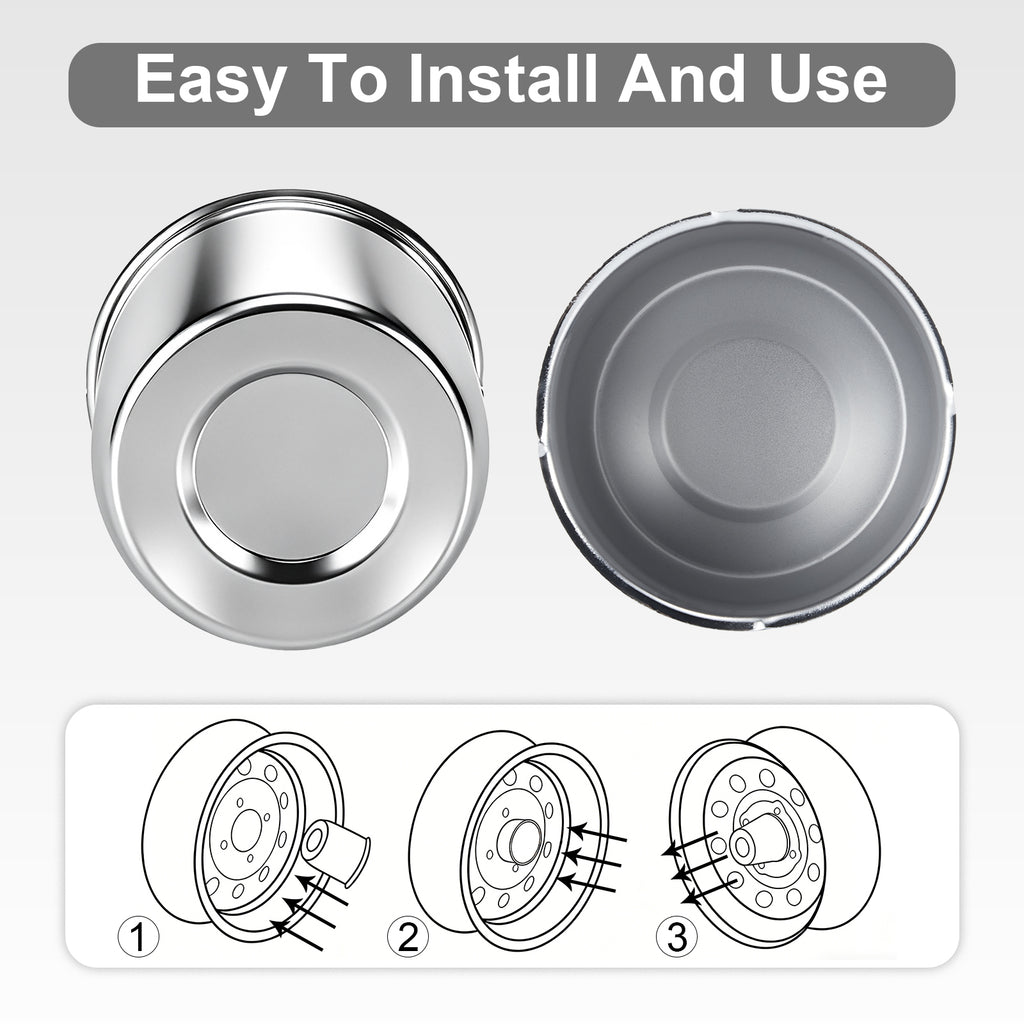 Lug Nut Cover – Dome Cylinder – 3.66" × 4.25" – Stainless / Black (LT4)