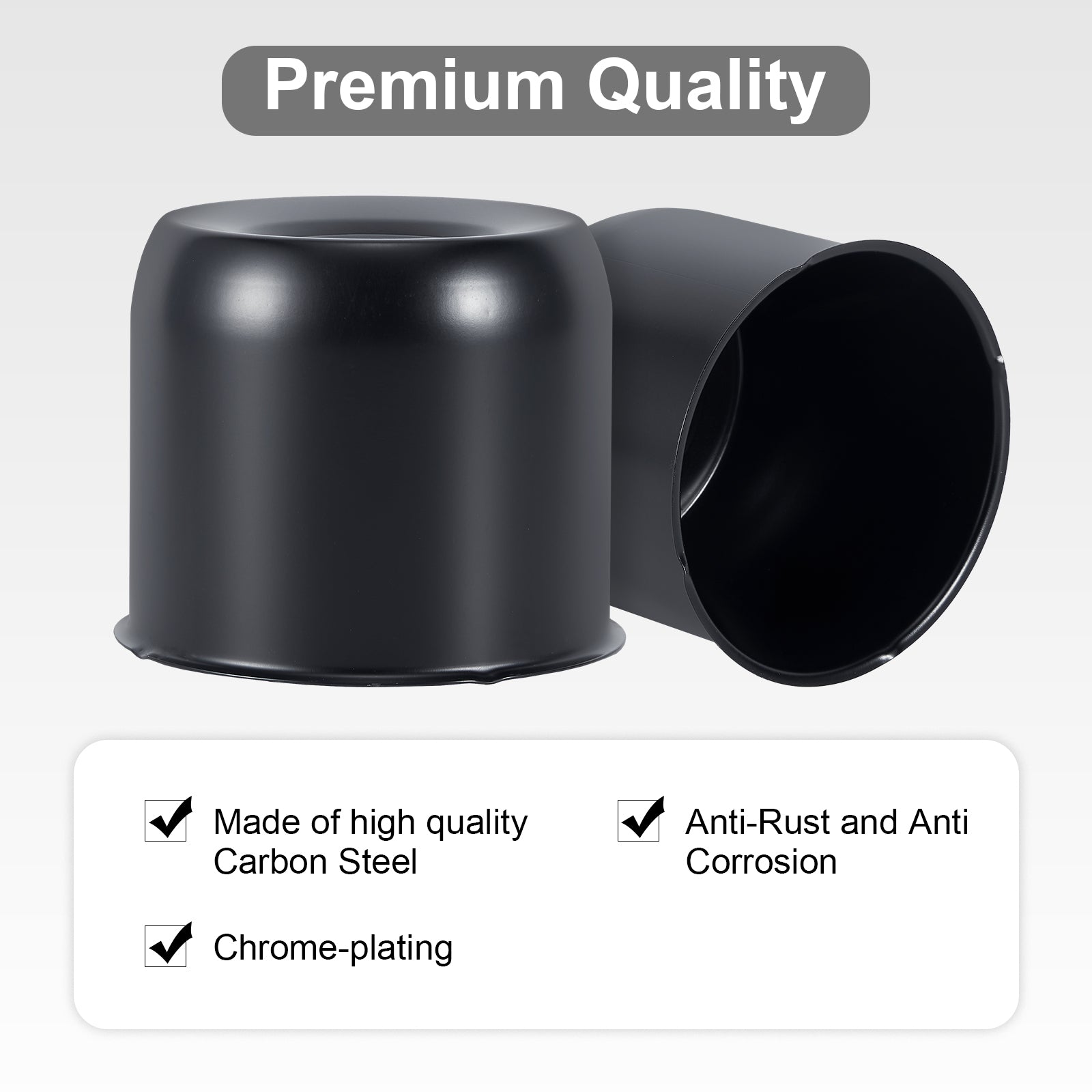 Lug Nut Cover – Dome Cylinder – 3.66" × 4.25" – Stainless / Black (LT4)