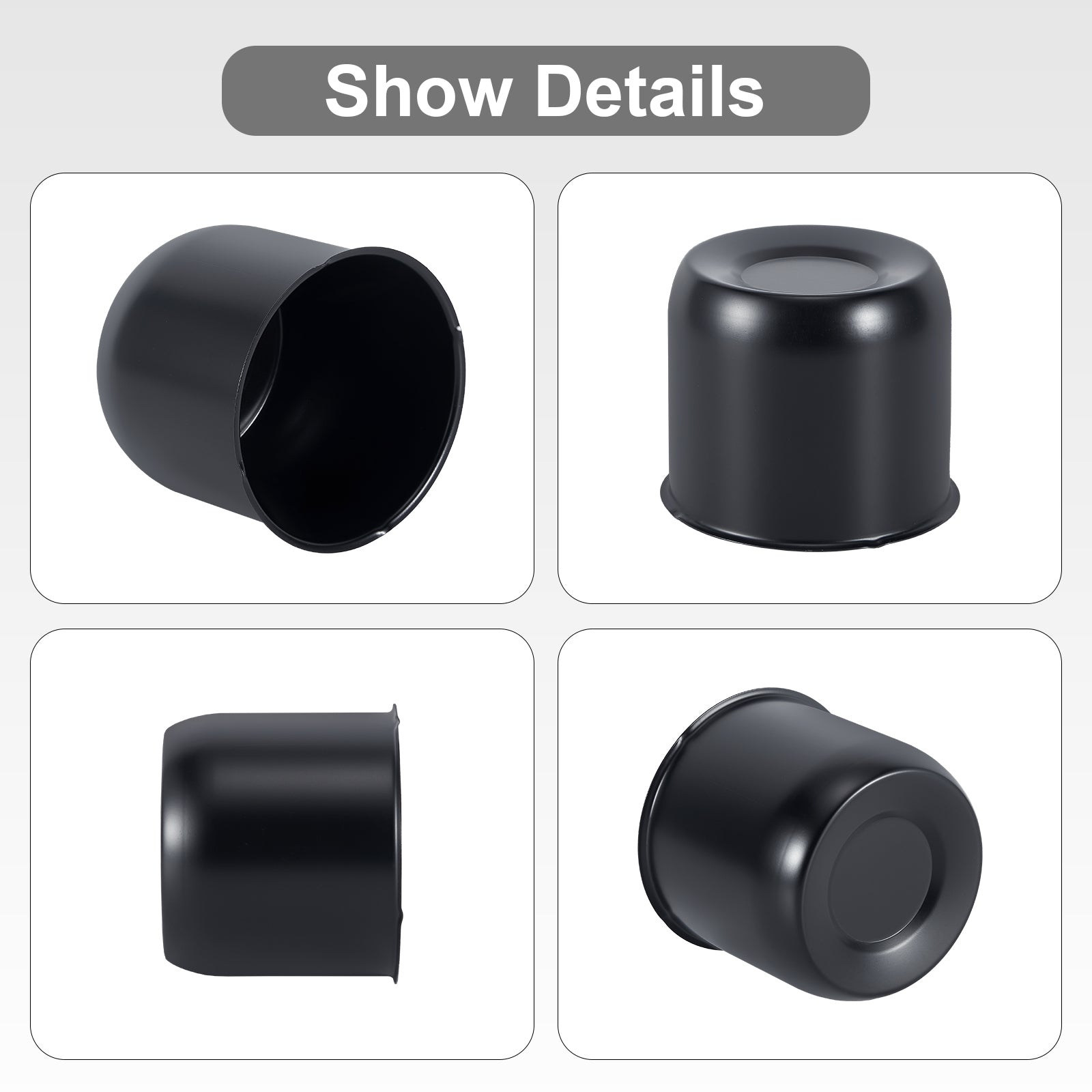 Lug Nut Cover – Dome Cylinder – 3.66" × 4.25" – Stainless / Black (LT4)