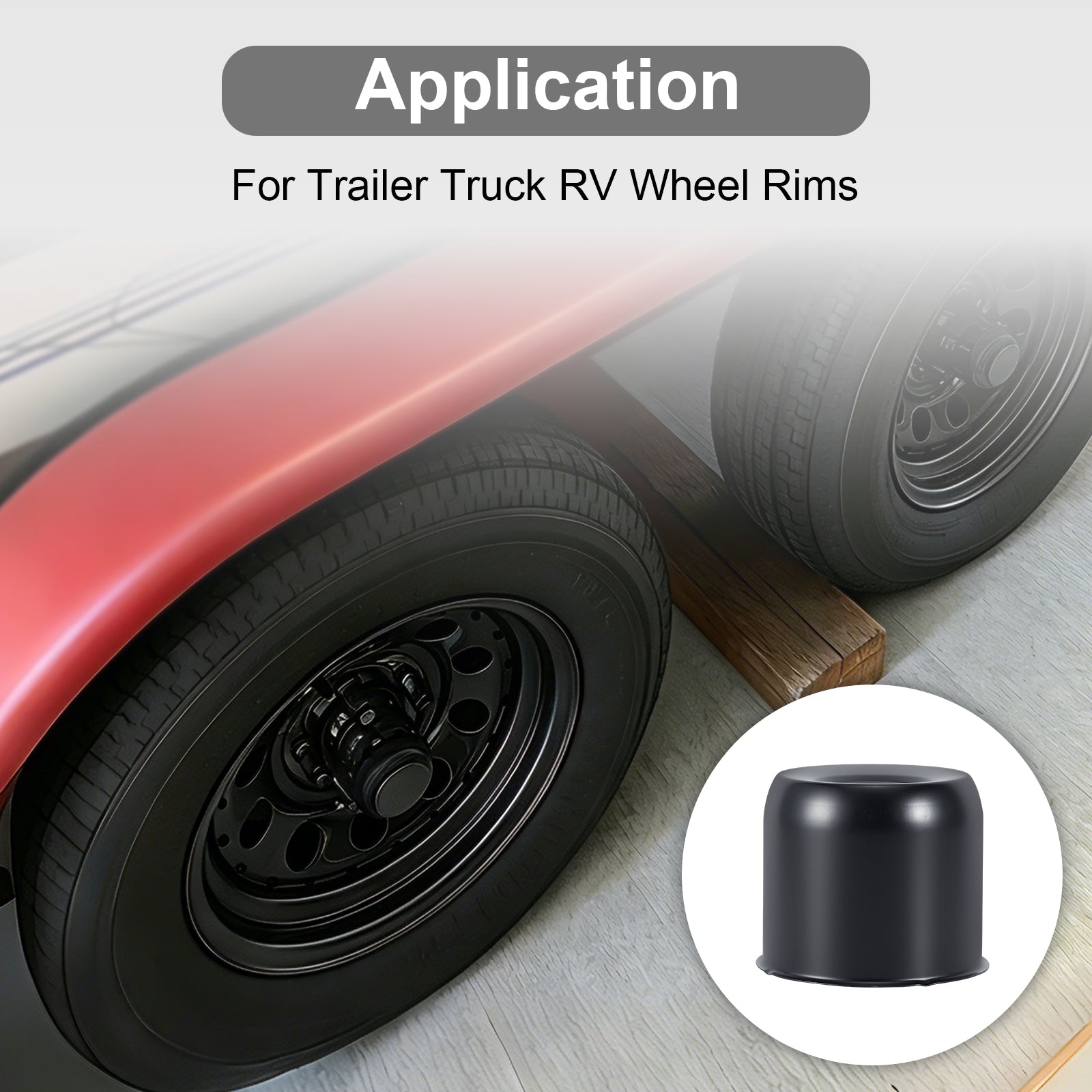 Lug Nut Cover – Dome Cylinder – 3.66" × 4.25" – Stainless / Black (LT4)