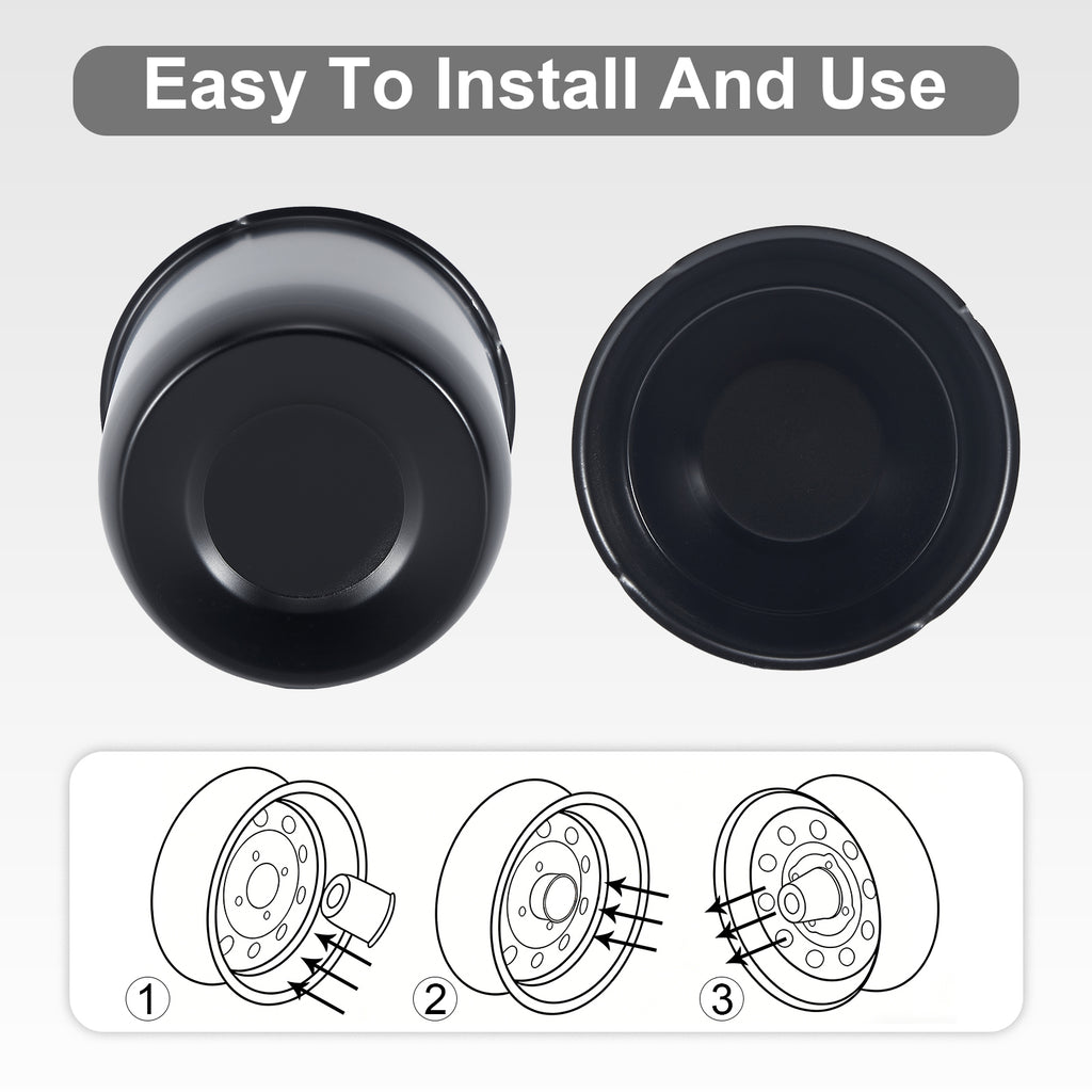 Lug Nut Cover – Dome Cylinder – 3.66" × 4.25" – Stainless / Black (LT4)