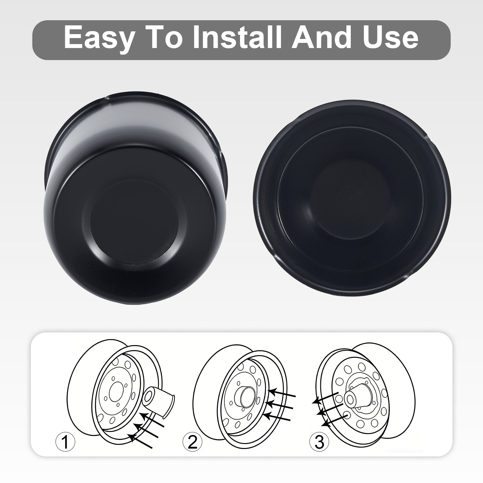Lug Nut Cover – Dome Cylinder – 3.66" × 4.25" – Stainless / Black (LT4)