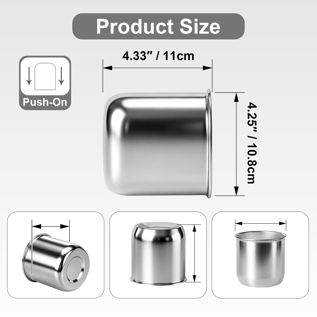 Chrome Lug Nut Cover – Cylindrical Dome – 4.33" × 4.25" (LT10)