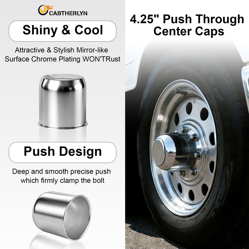 Chrome Lug Nut Cover – Cylindrical Dome – 4.33" × 4.25" (LT10)
