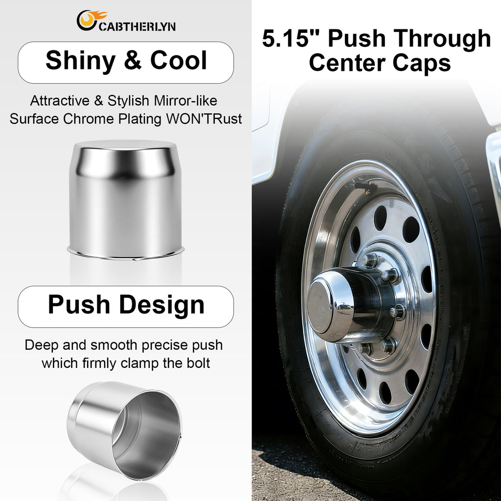 Chrome Lug Nut Cover – Large Dome Cylinder – 5" × 5.15" (LT6)