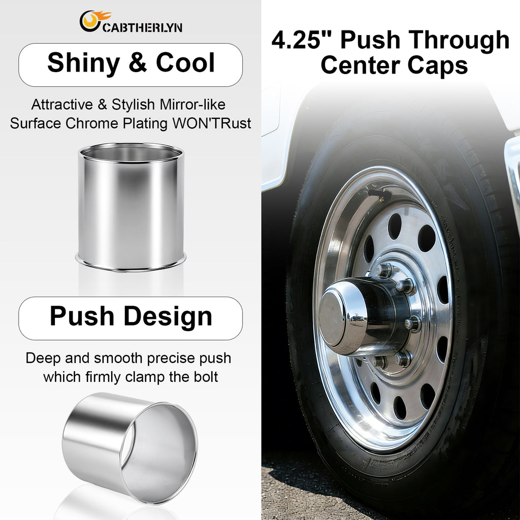 Chrome Lug Nut Cover – Rounded-Top Cylinder – 4.33" × 4.25" (LT2)