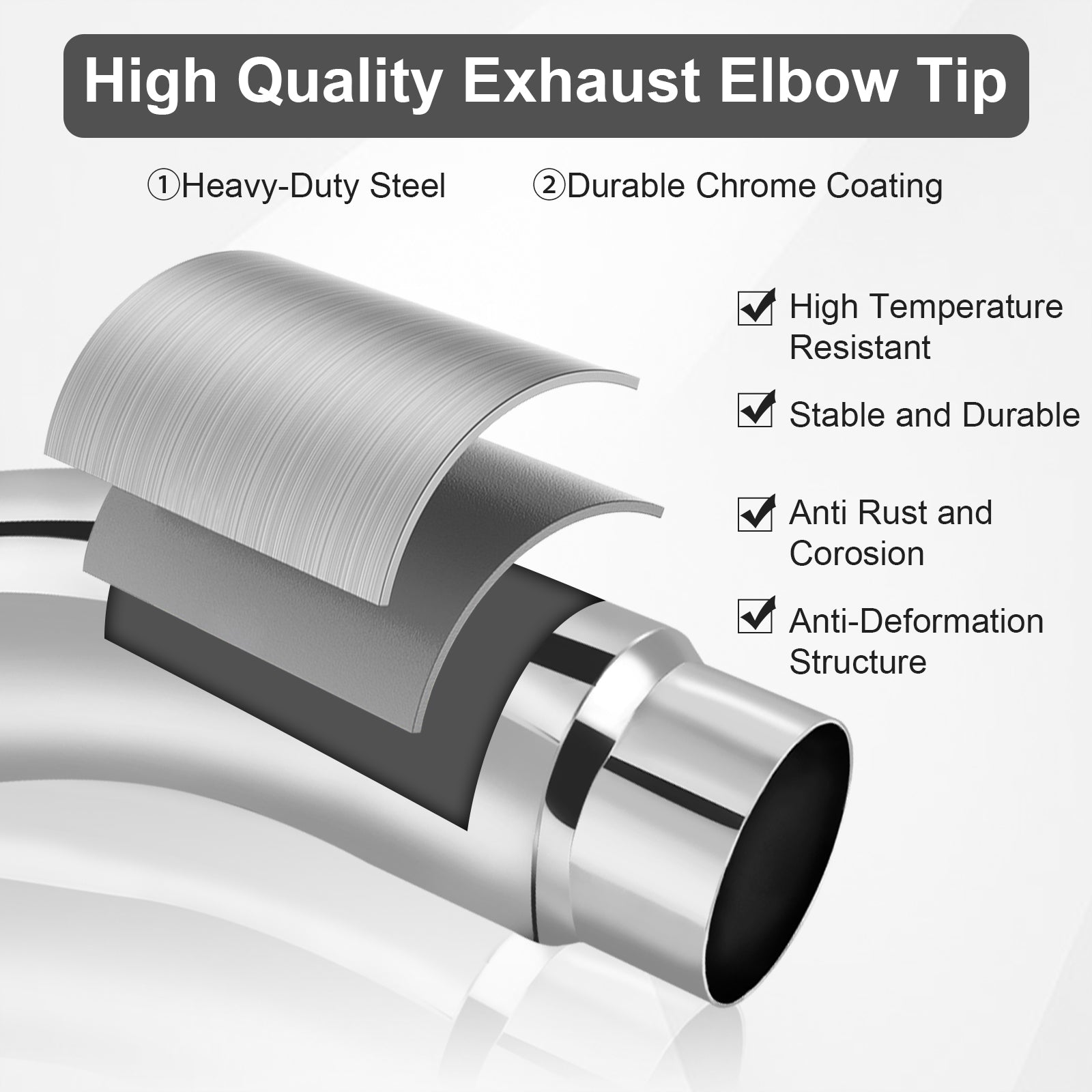 Chrome Bent Exhaust Adapter Tip – 4" Inlet – 5", 6", 7" Outlet