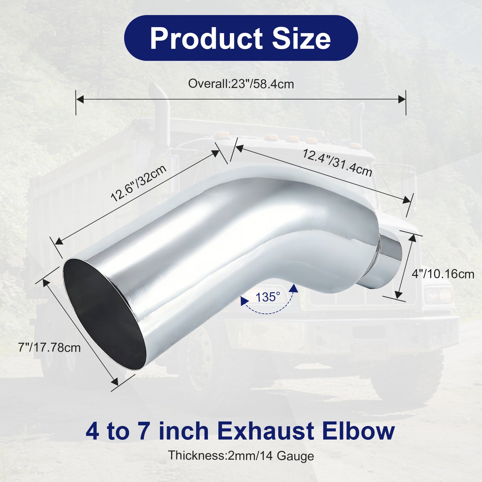 Chrome Bent Exhaust Adapter Tip – 4" Inlet – 5", 6", 7" Outlet