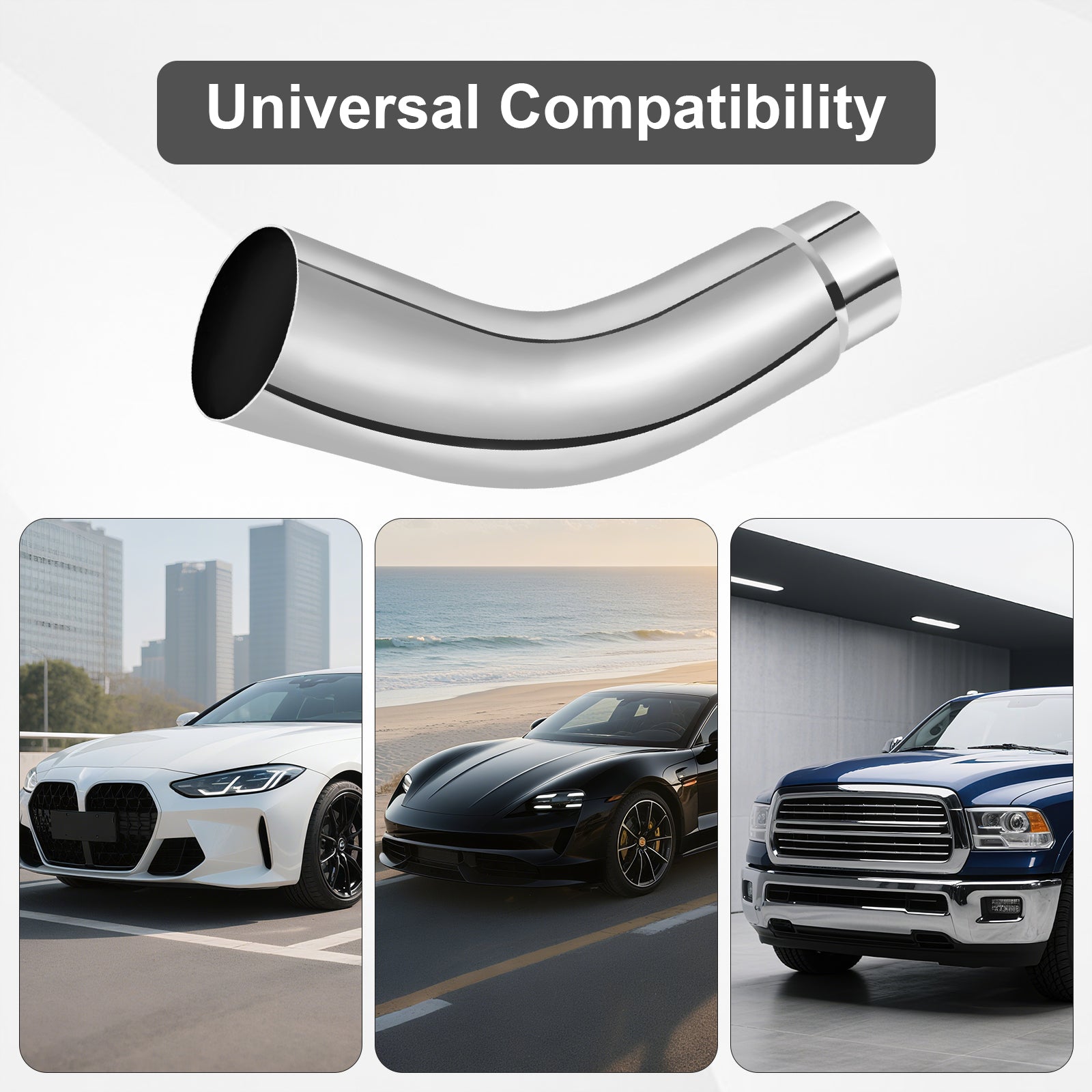 Chrome Bent Exhaust Adapter Tip – 5" Inlet – 6", 7", 8" Outlet