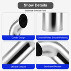 Chrome Curved Exhaust Stack – 5" Diameter – 18", 24", 36", 48", 60" Lengths – Truck Smokestack - view 6