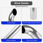 Chrome Curved Exhaust Stack – 5" Diameter – 18", 24", 36", 48", 60" Lengths – Truck Smokestack - view 18