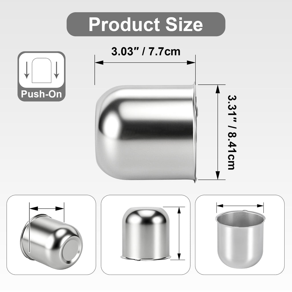 Chrome Lug Nut Cover – Small Tapered Dome – 3.03" × 3.31" (LT1)