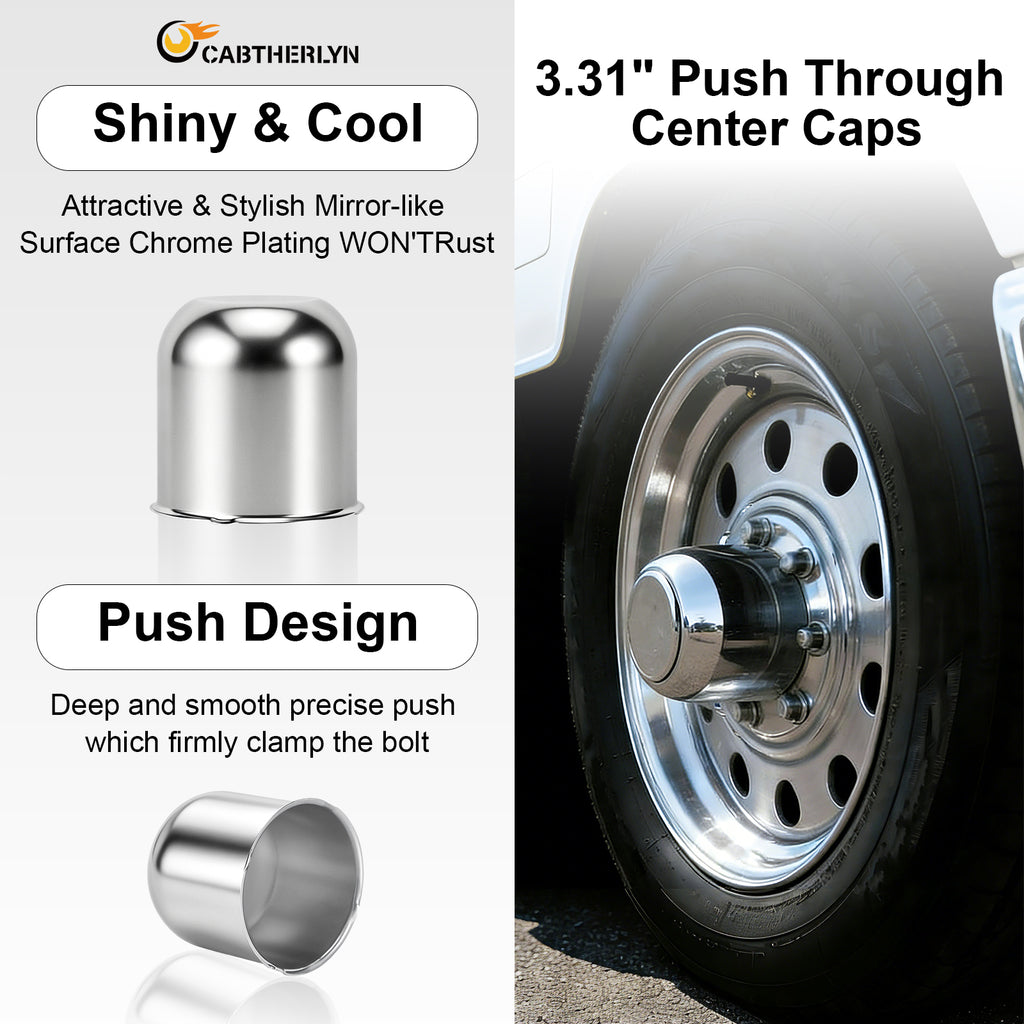 Chrome Lug Nut Cover – Small Tapered Dome – 3.03" × 3.31" (LT1)